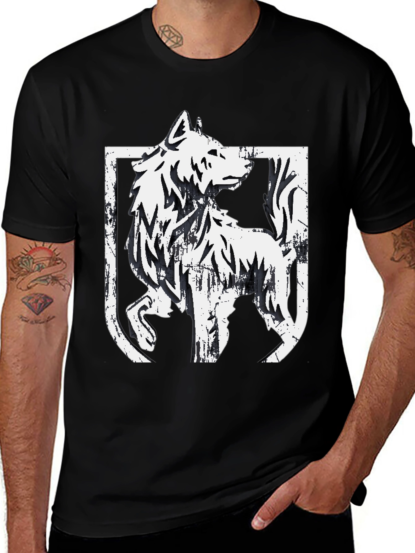 Variant 22 of Wolf Graphic Print Black T-Shirt