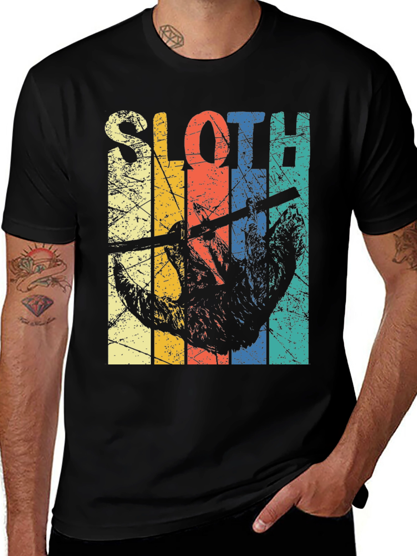 Variant 5 of Retro Sloth Graphic T-Shirt - Hang Loose in Style