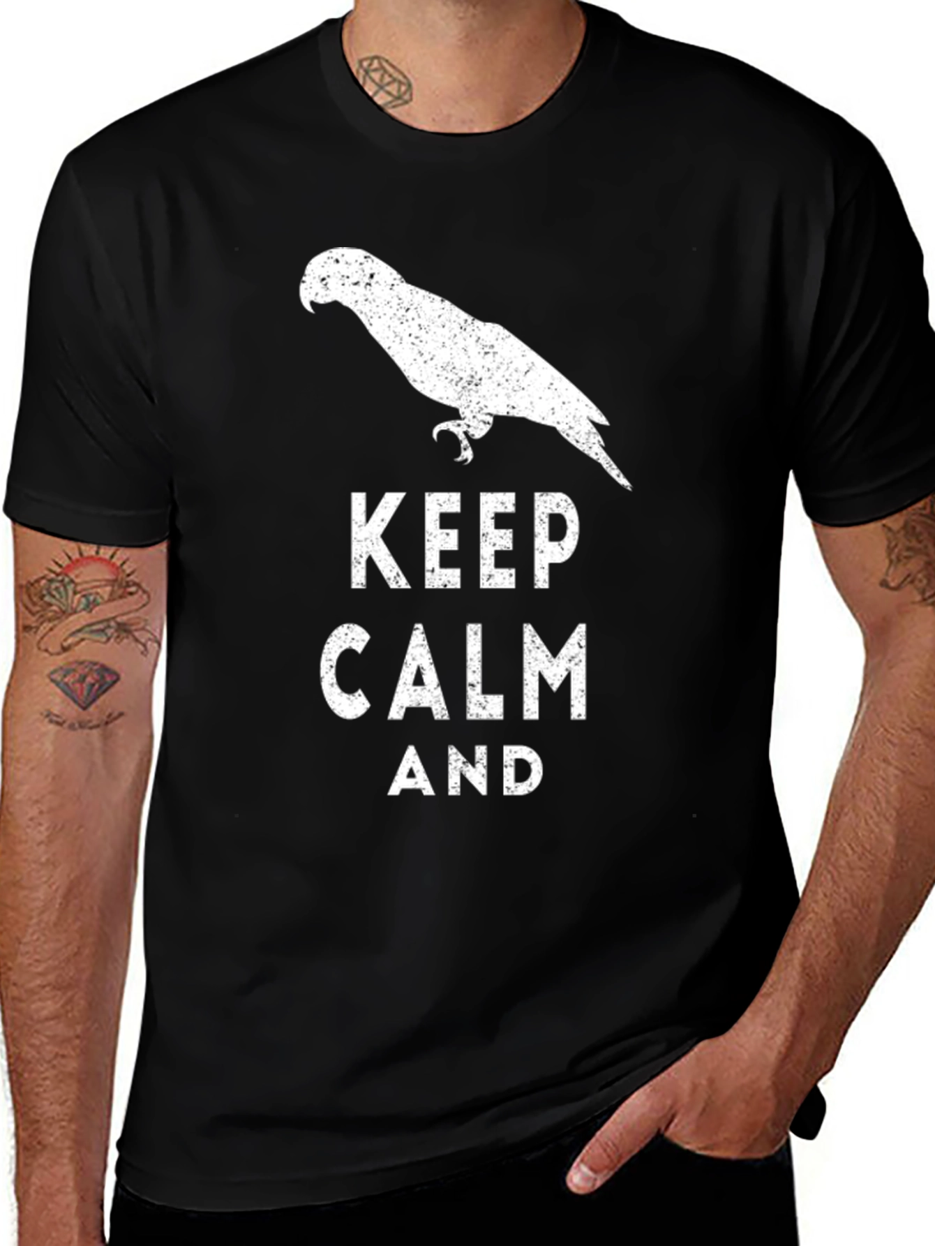 Black Keep Calm Parrot T-Shirt main image