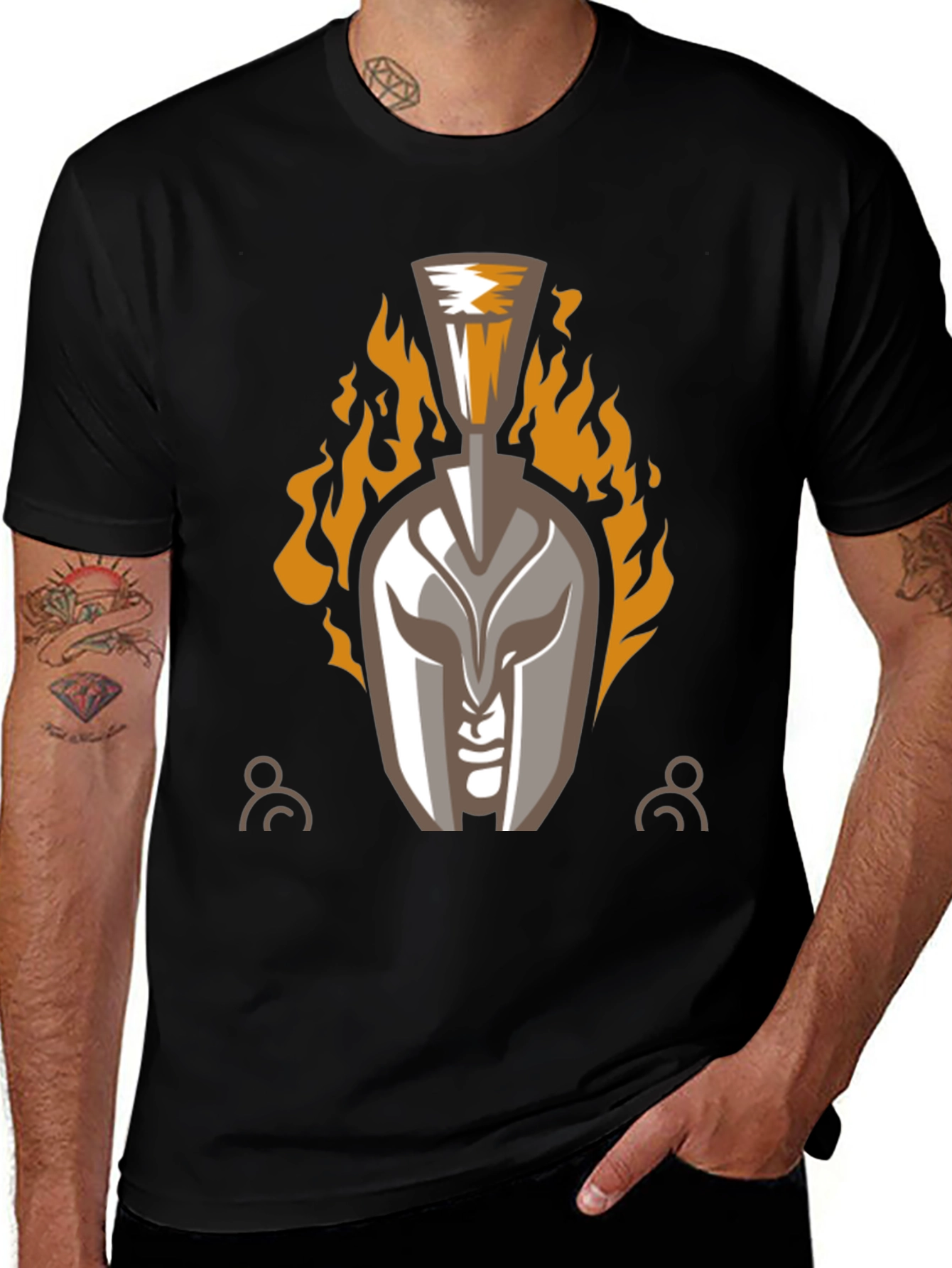 Variant 9 of Spartan Helmet T-Shirt - Fiery Warrior Design