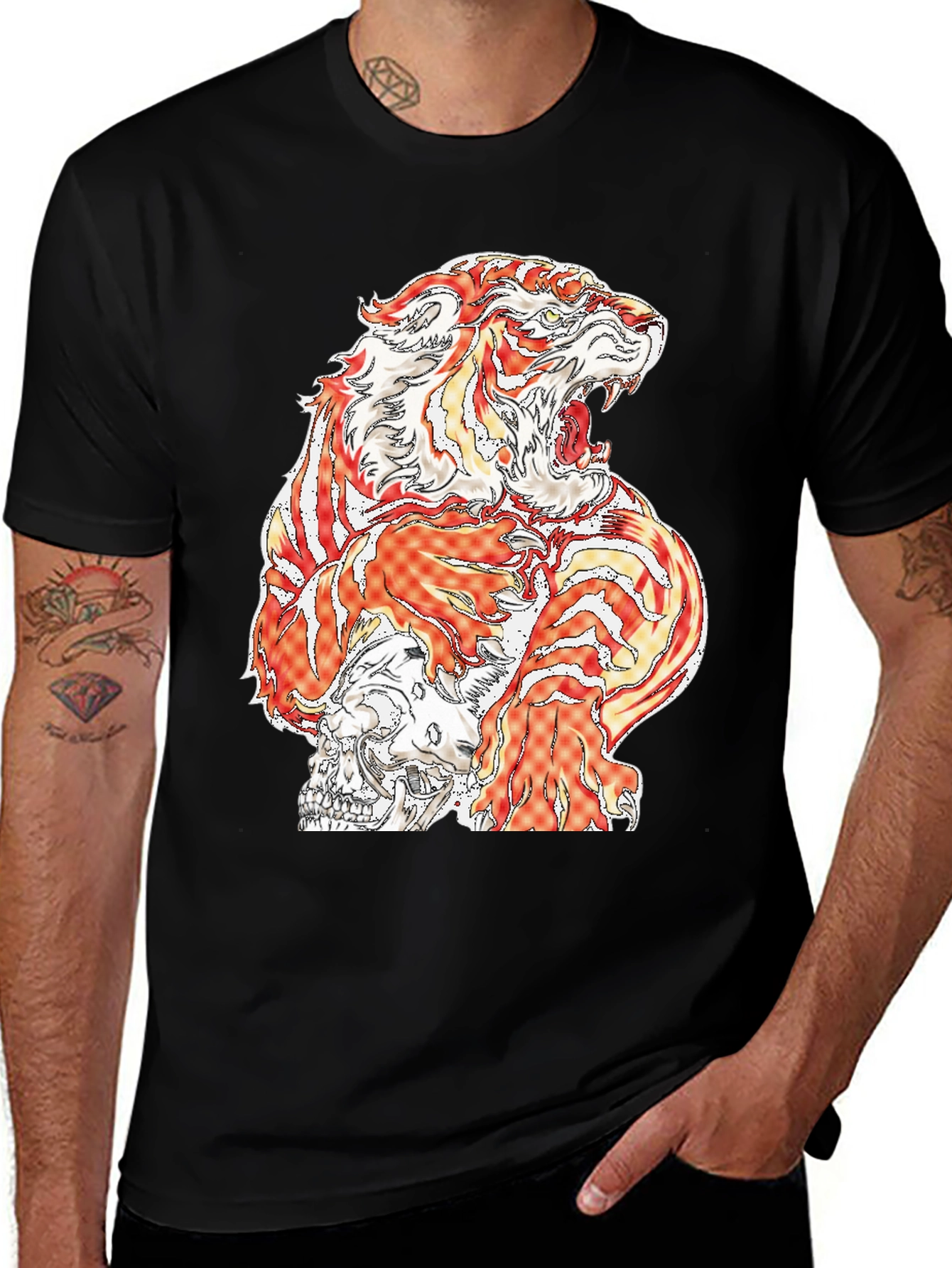 Variant 9 of Tiger Skull Graphic Tee - Bold Animal Print
