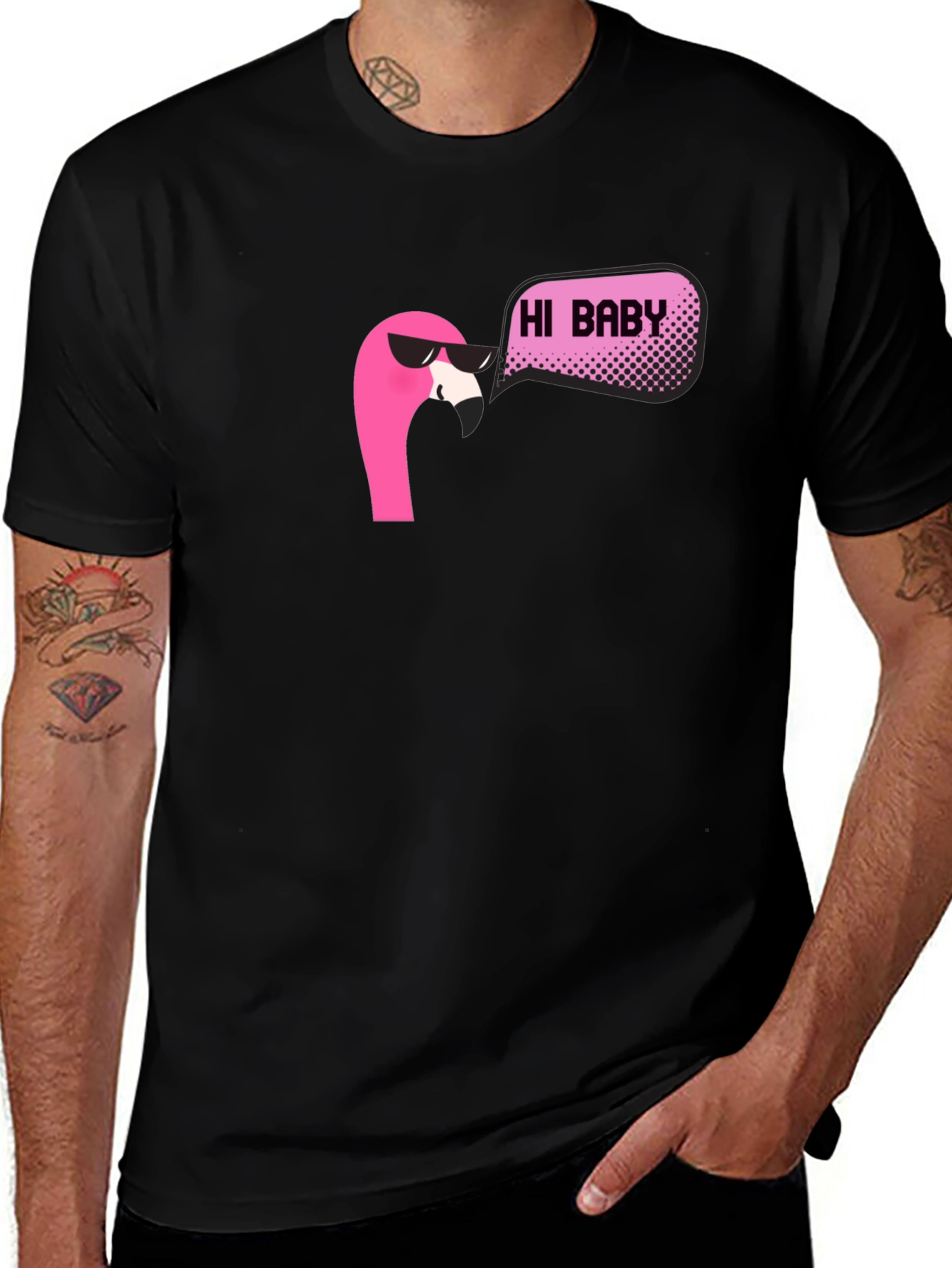 Variant 19 of Cool Flamingo Hi Baby Black T-Shirt