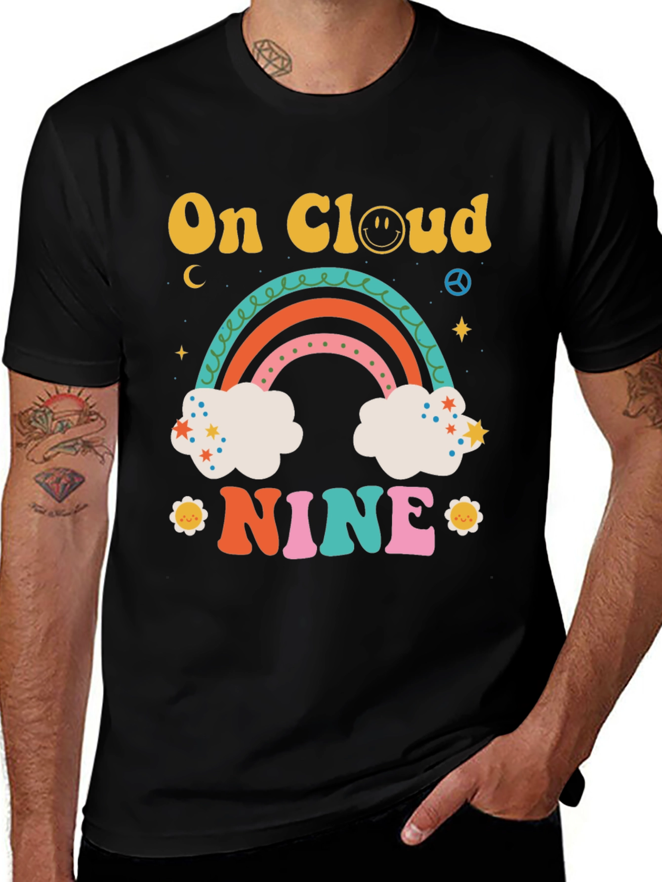 On Cloud Nine Graphic Tee Retro Rainbow
