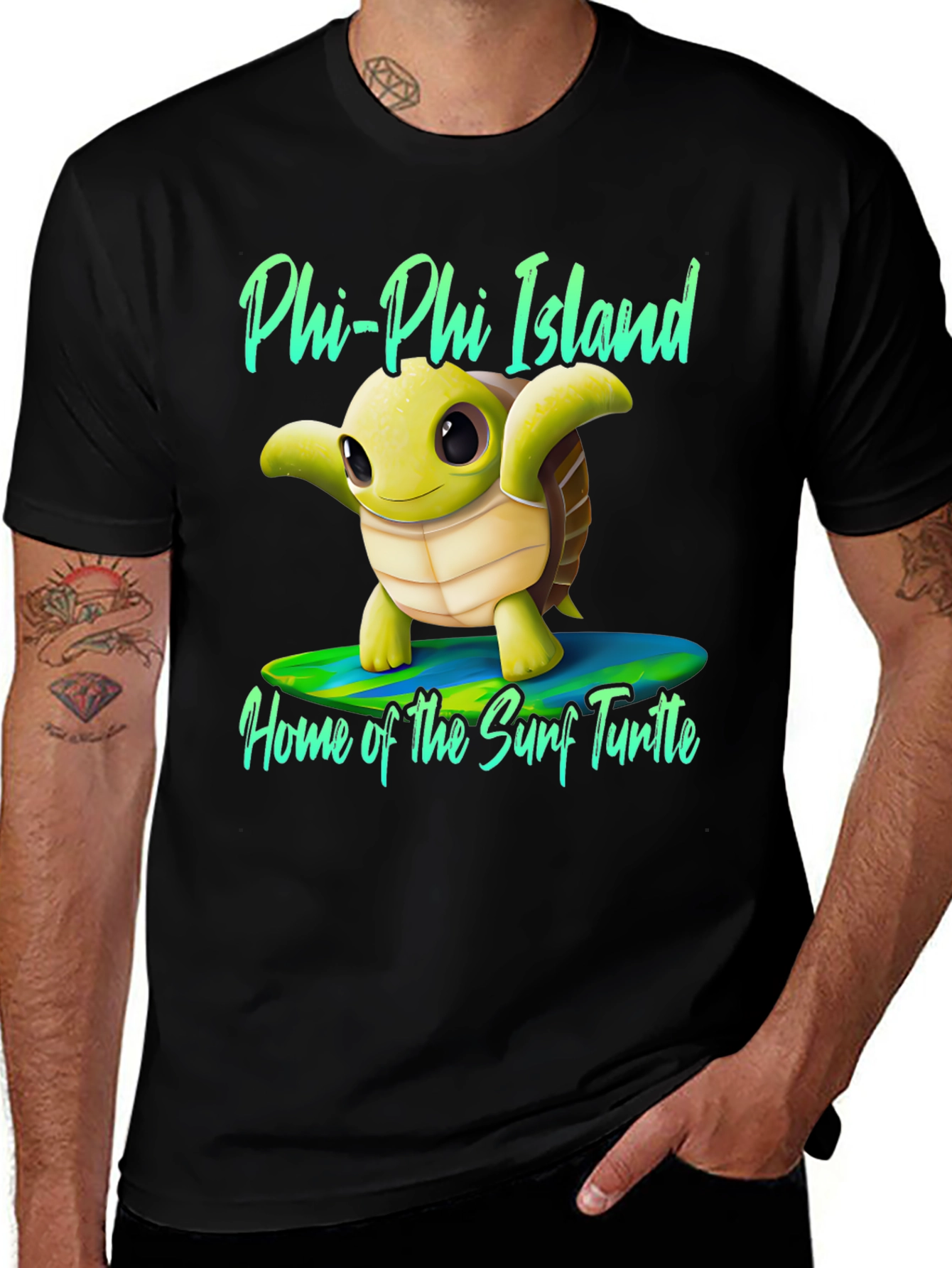 Variant 16 of Phi Phi Island Surf Turtle Graphic Tee