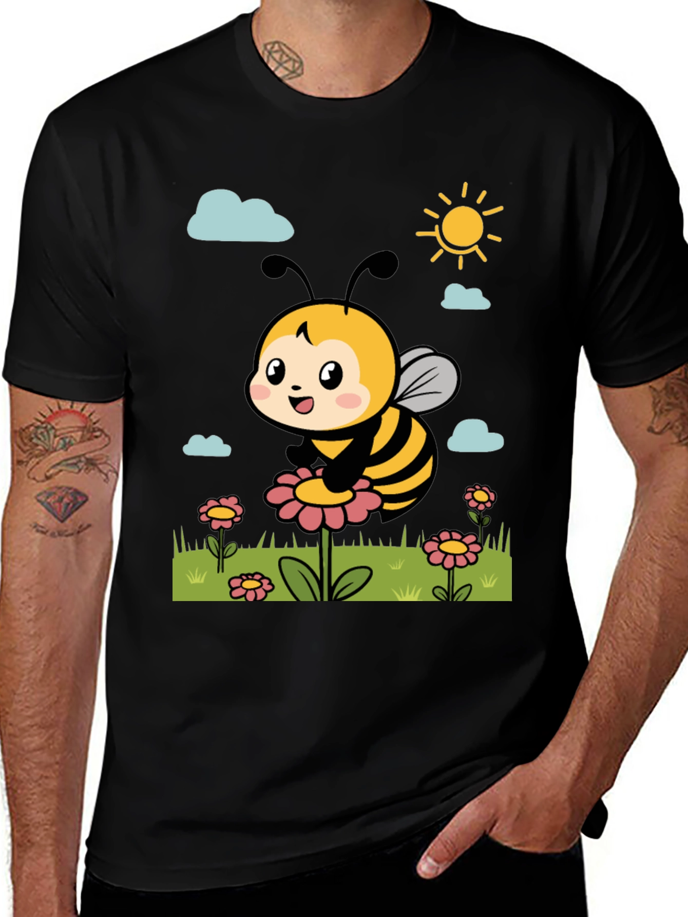 Variant 25 of Cute Bee Graphic Tee - Black T-Shirt