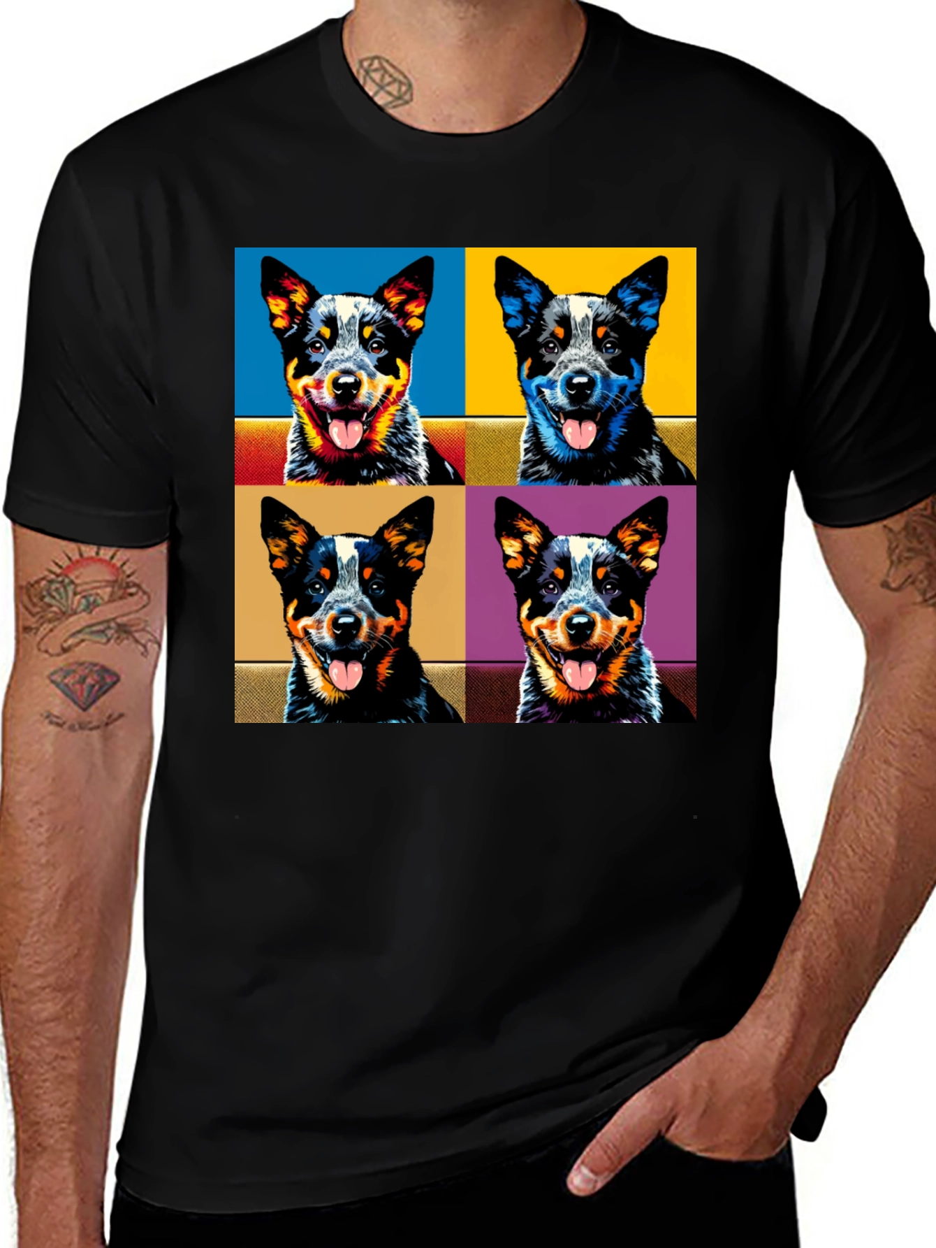 Variant 16 of Pop Art Dog Graphic Black T-Shirt