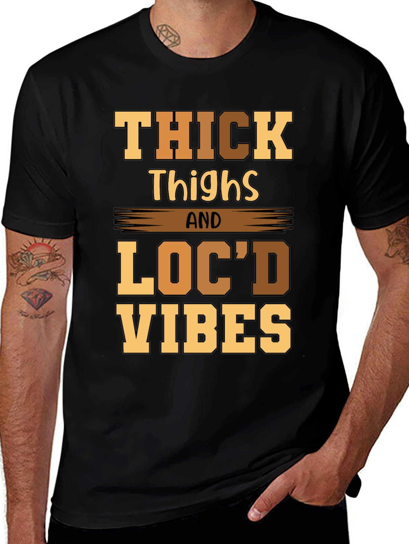 Variant 27 of Thick Thighs Loc'd Vibes Graphic Tee