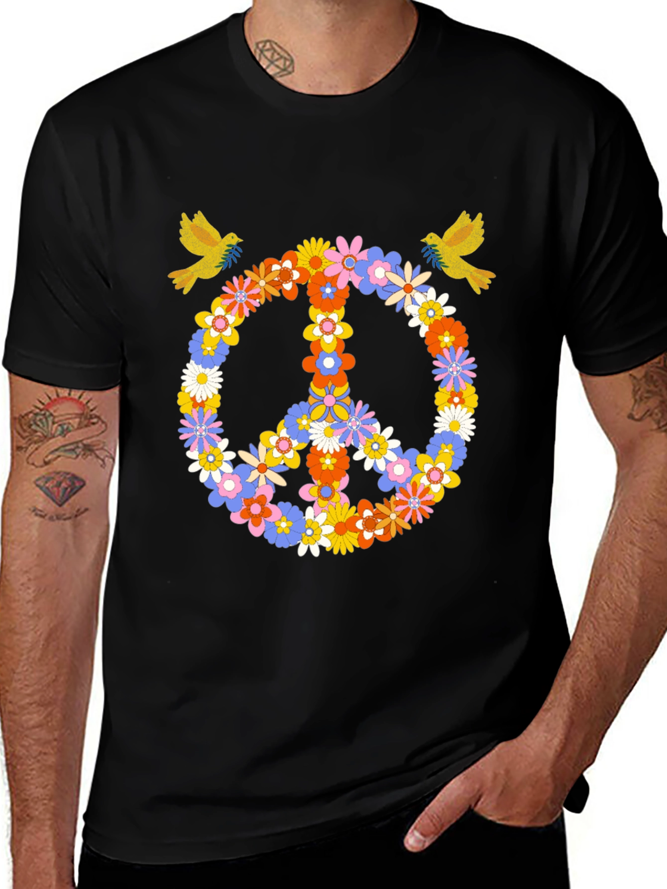 Variant 9 of Floral Peace Sign Graphic Tee