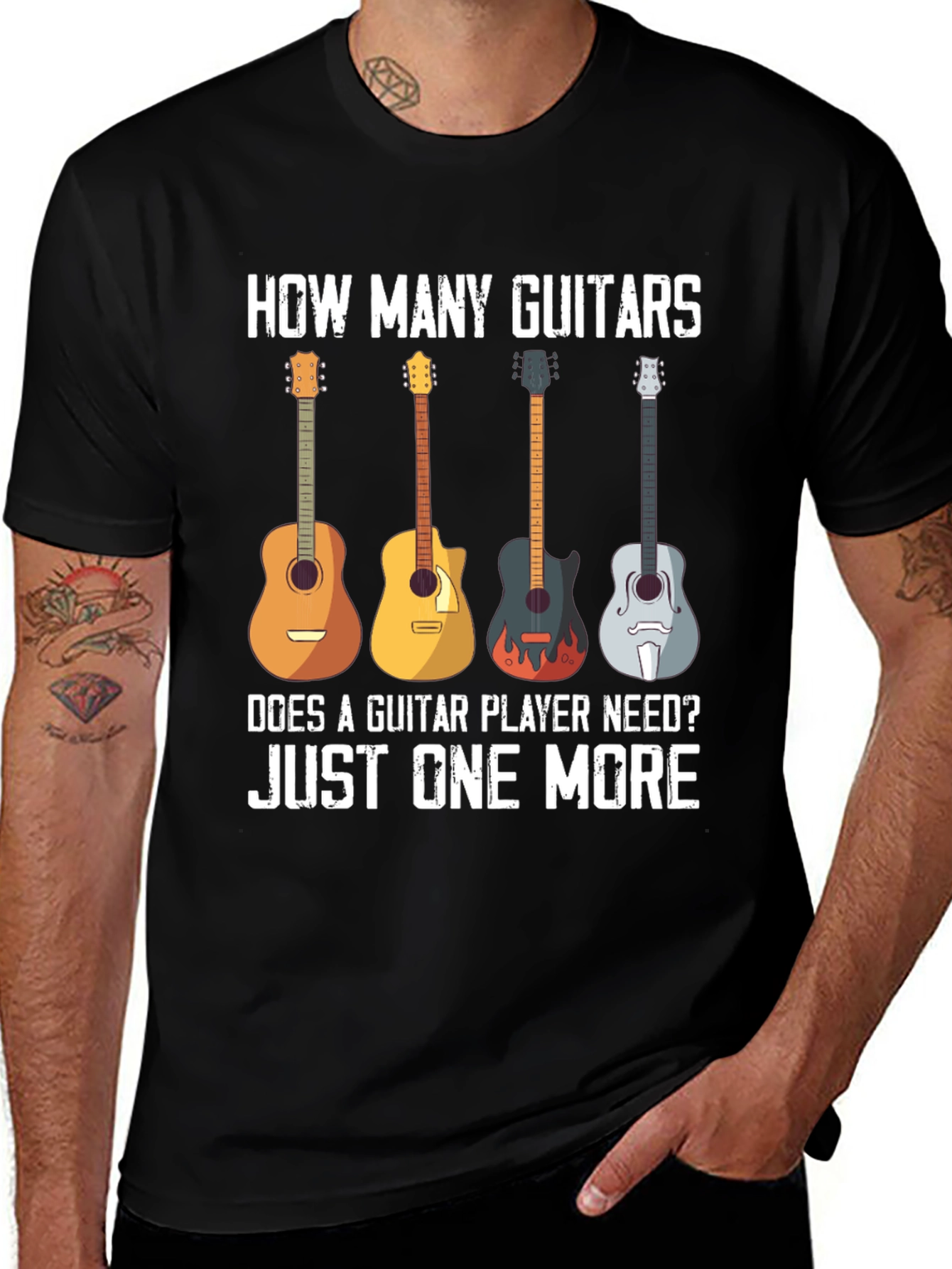 Variant 13 of Guitar Lover T-Shirt - How Many Guitars?