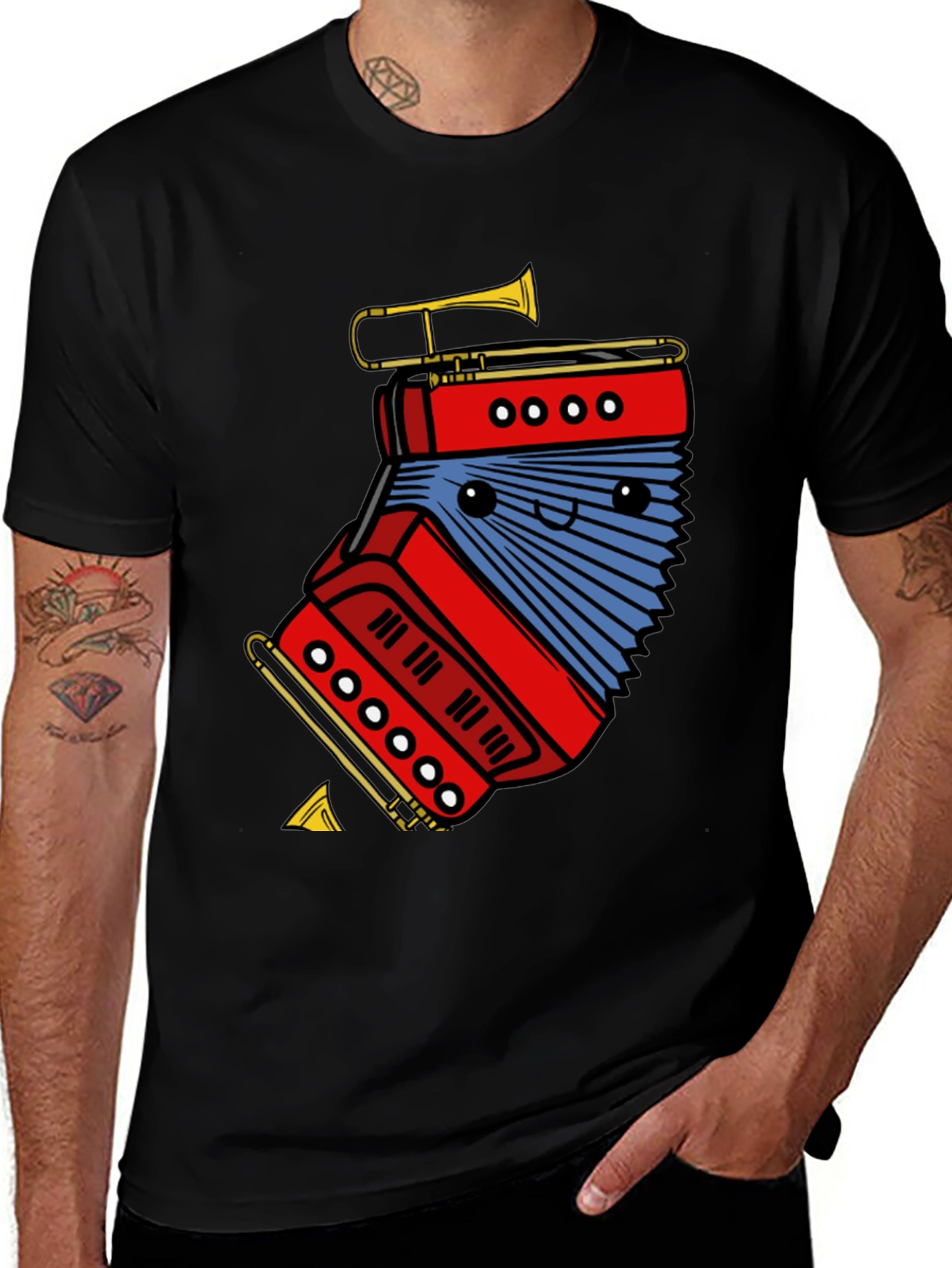 Variant 13 of Funny Accordion & Trumpet Graphic Tee