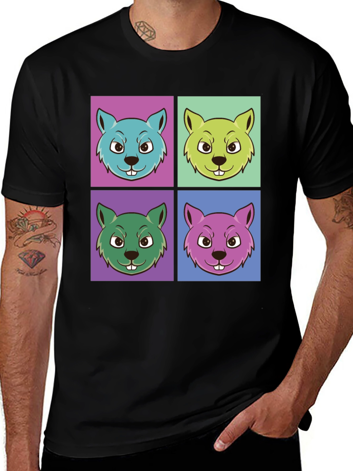 Variant 4 of Pop Art Animal Faces Graphic Tee - Unisex