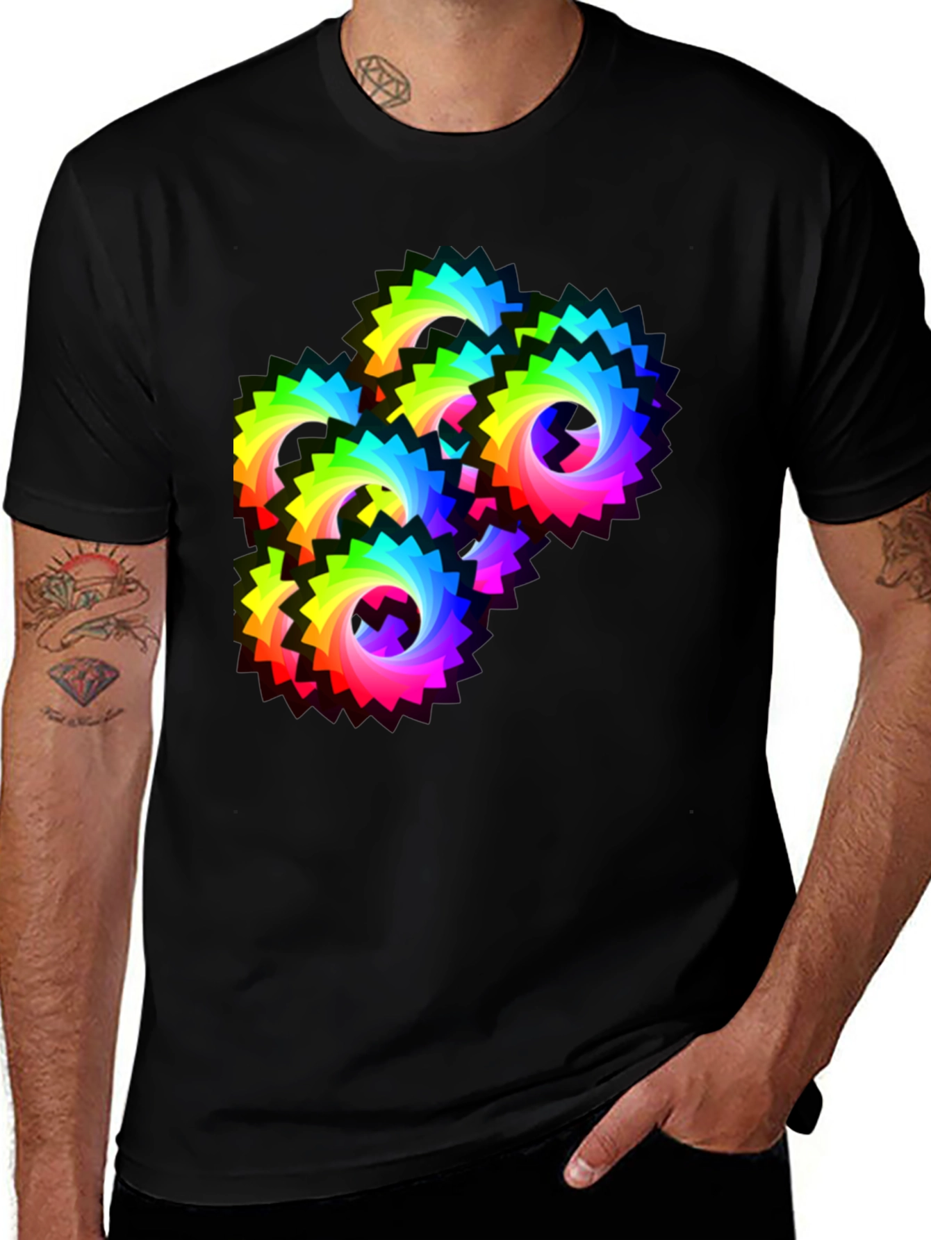 Variant 7 of Rainbow Gears Graphic T-Shirt - Funky Design