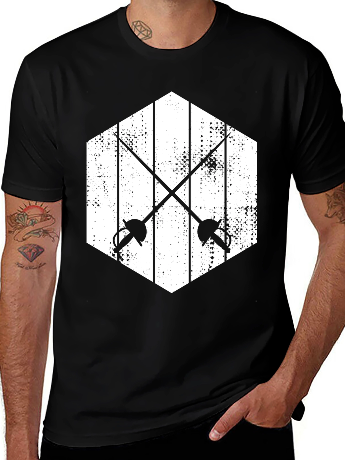 Variant 16 of Fencing Swords Graphic Tee - Classic Sport Design