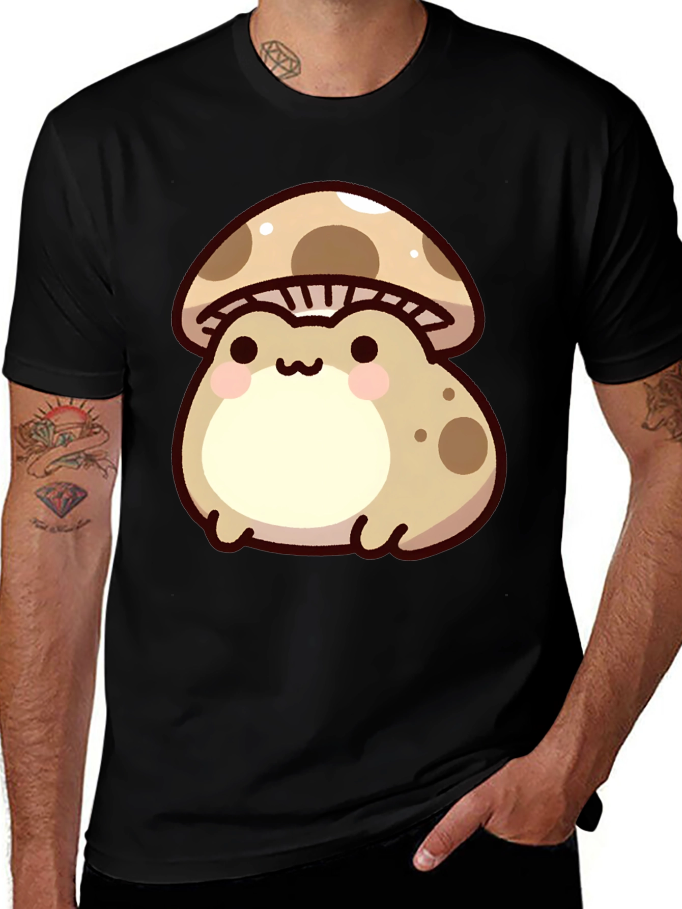 Variant 30 of Cute Mushroom Frog Black T-Shirt