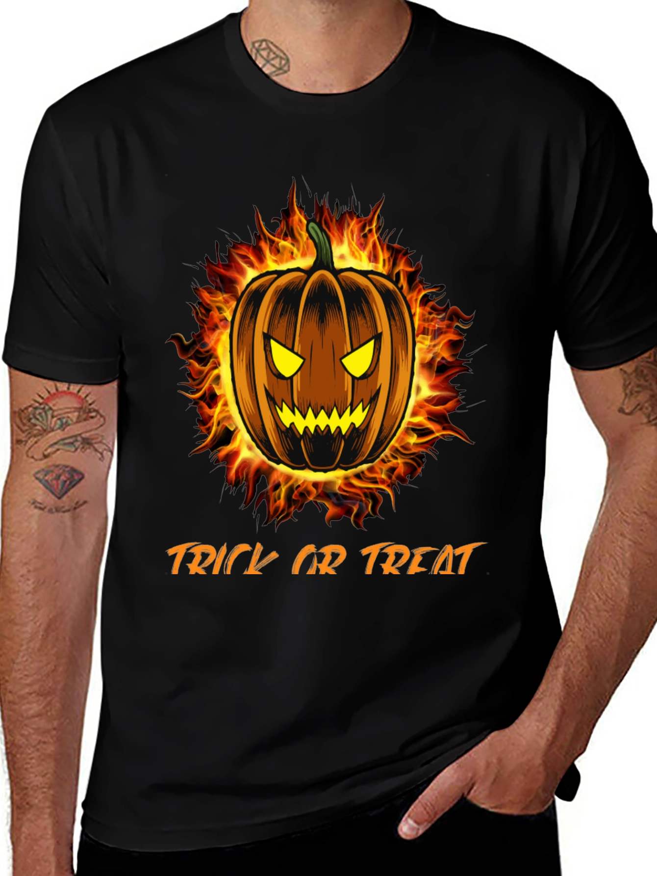 Fiery Halloween Pumpkin T-Shirt