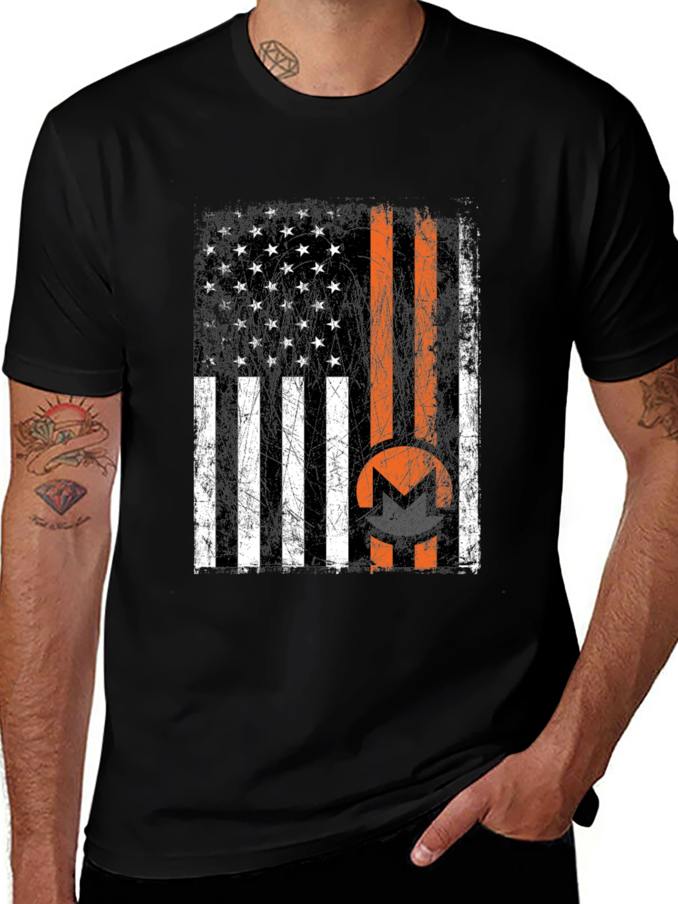 Variant 15 of Monero USA Flag Black T-Shirt