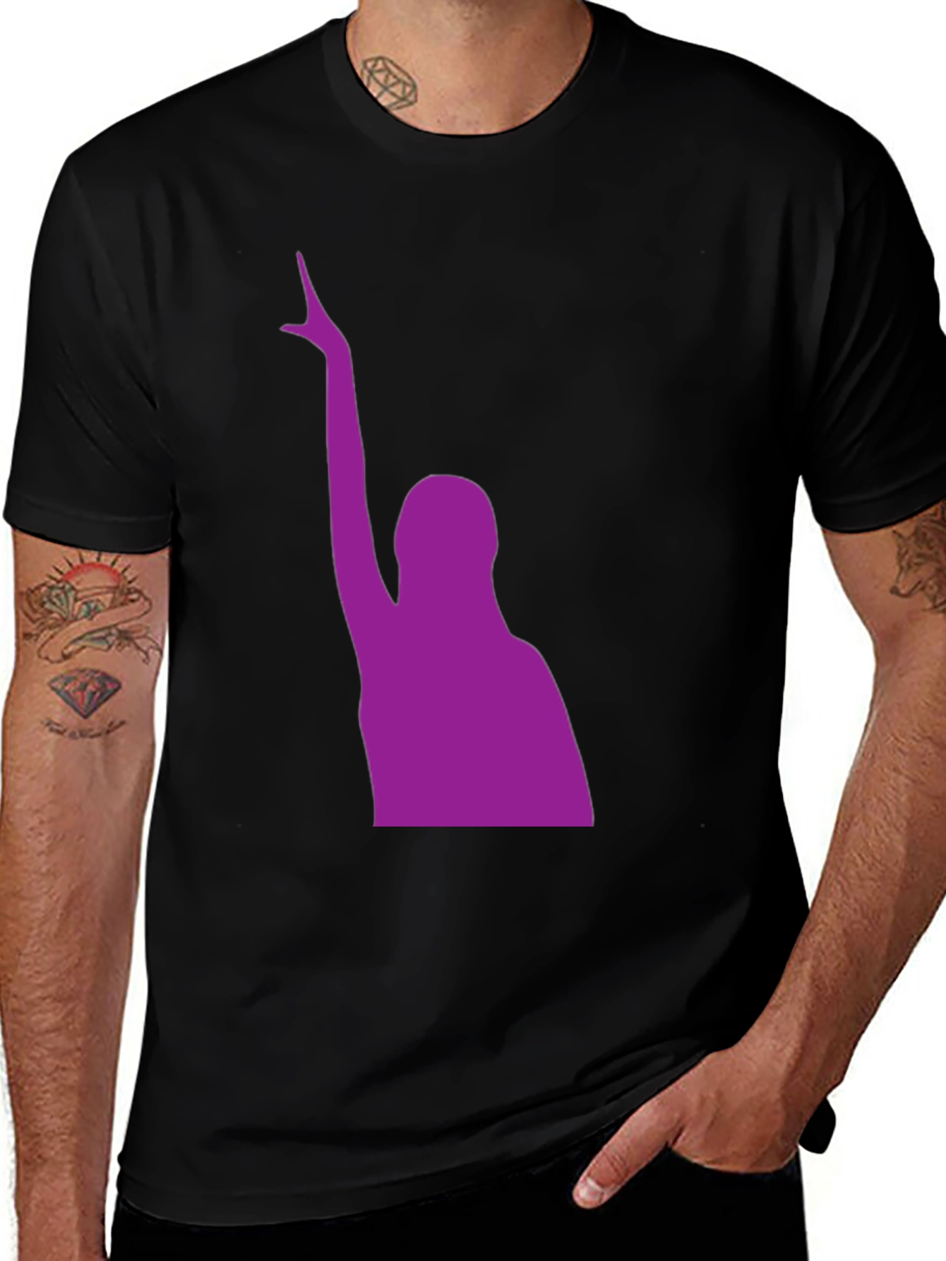 Variant 21 of Purple Silhouette Graphic Black T-Shirt