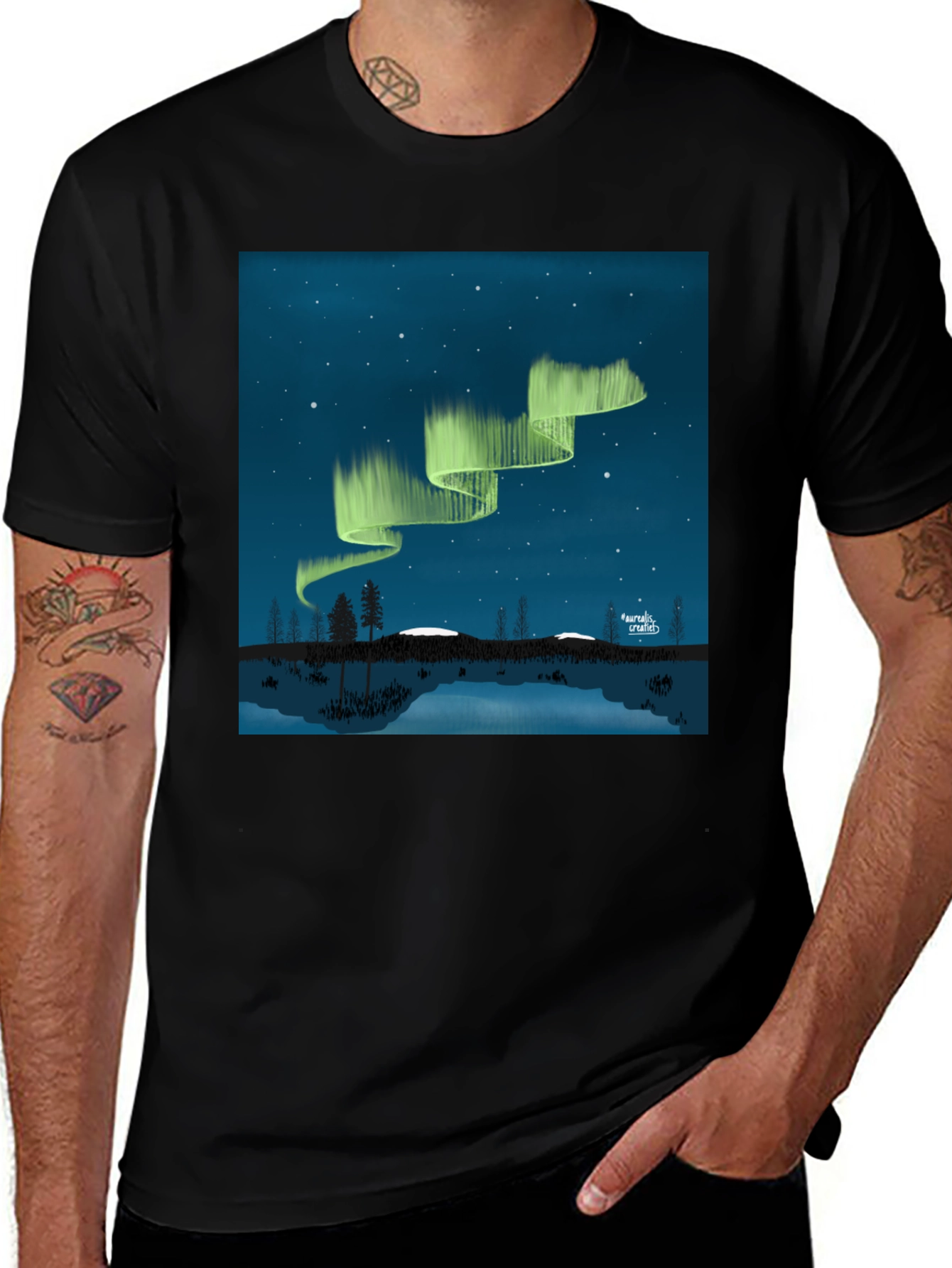 Variant 10 of Aurora Borealis Black Graphic Tee