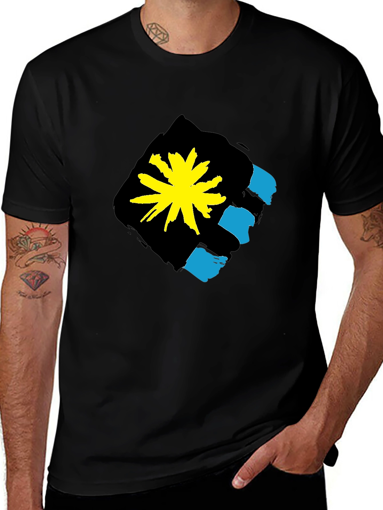 Variant 2 of Graphic Print Crew Neck T-Shirt - Antigua Flag