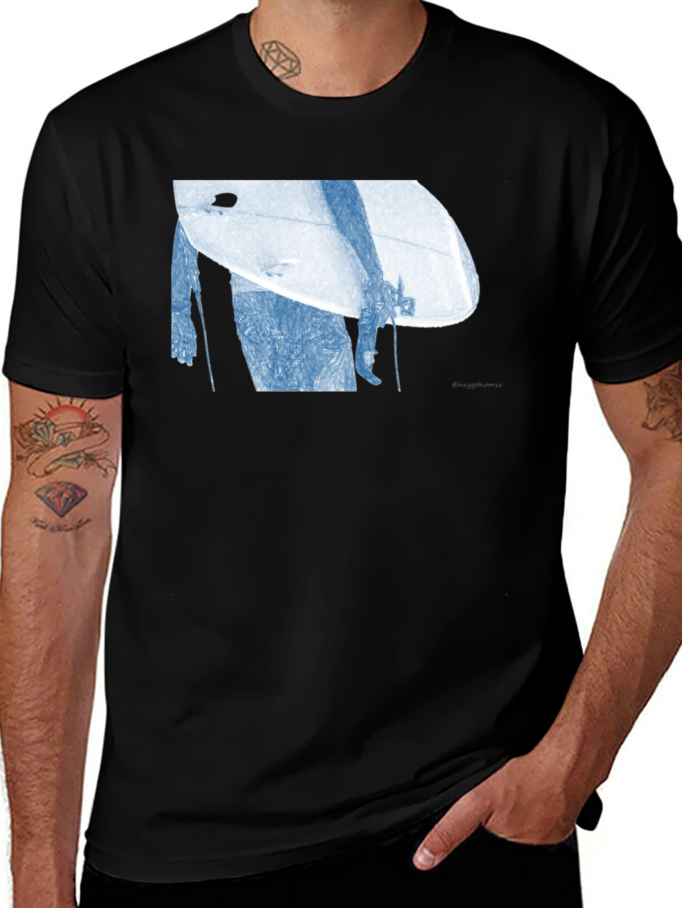 Variant 20 of Surfer Graphic Tee - Stylish Black Cotton T-Shirt