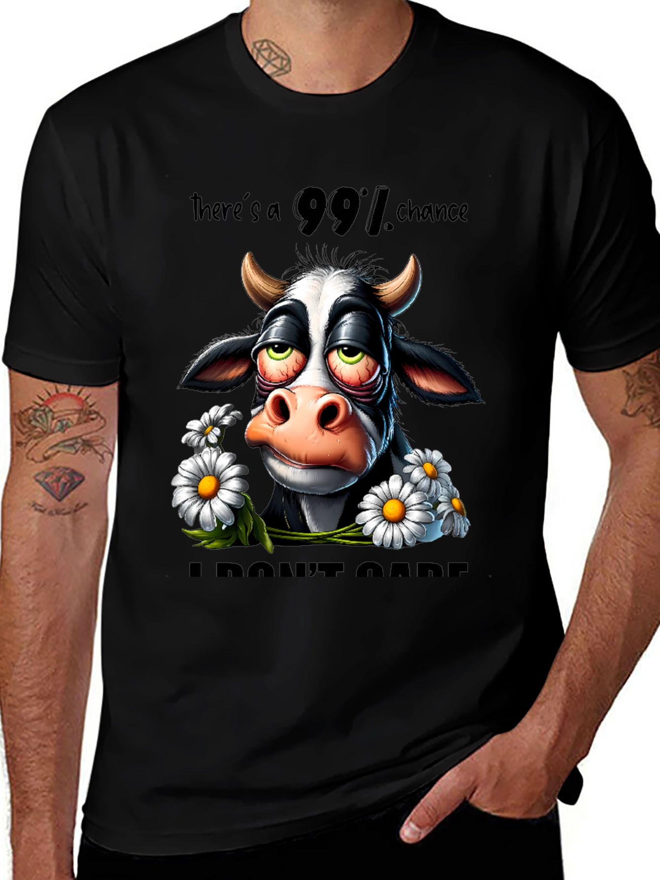 Variant 27 of Funny Cow Graphic T-Shirt - I Don't Care Tee