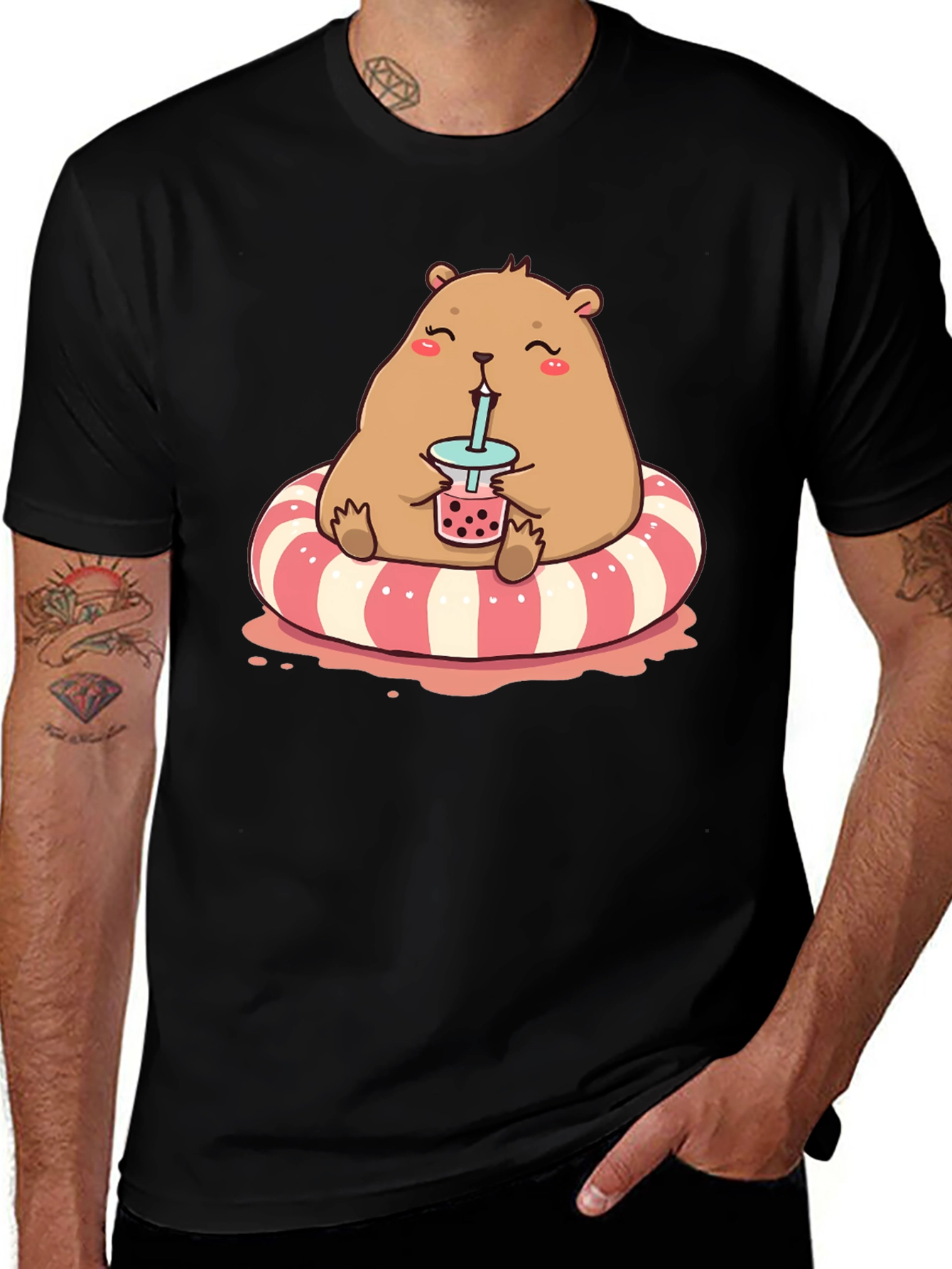 Variant 20 of Capybara Bubble Tea T-Shirt - Cute Cartoon Tee