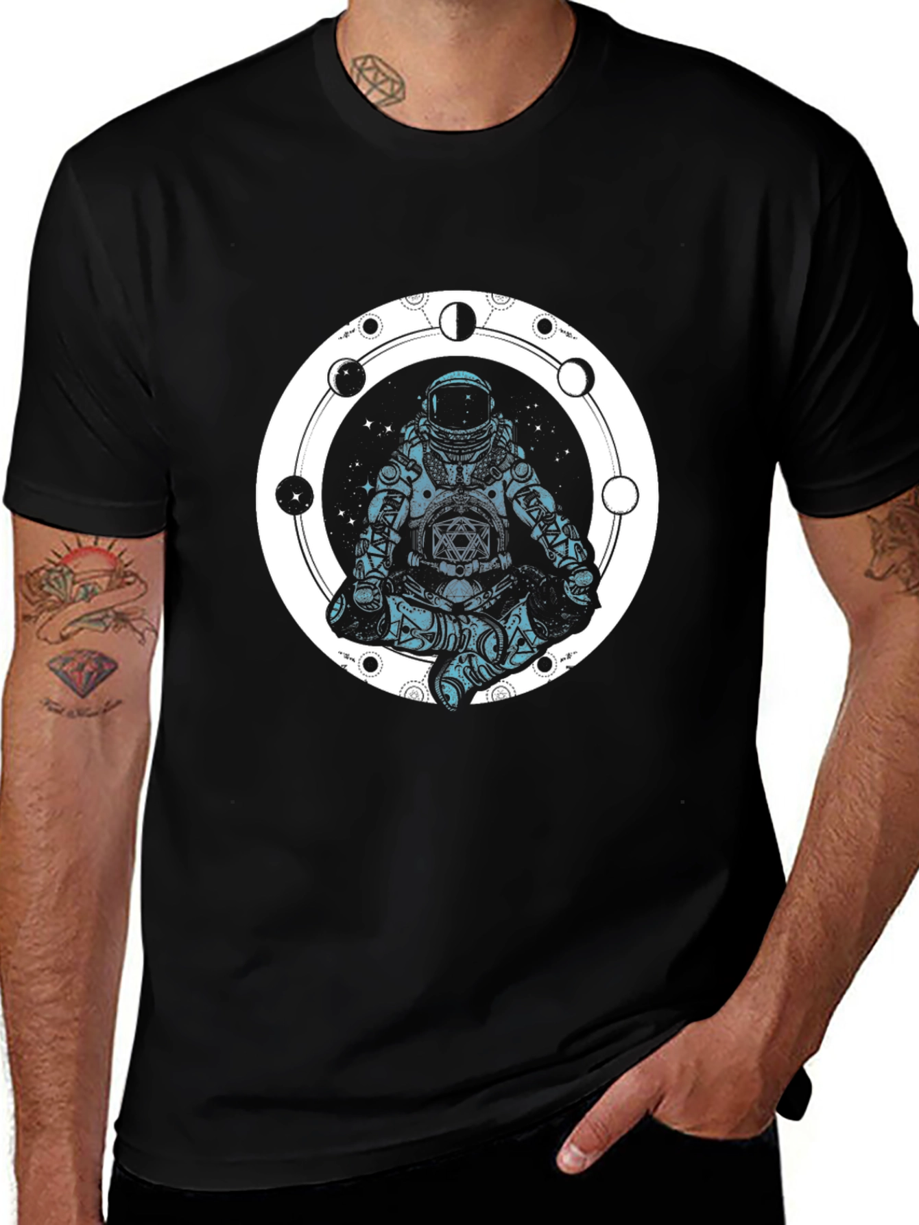 Variant 30 of Meditating Astronaut T-Shirt - Black, Relaxed Fit