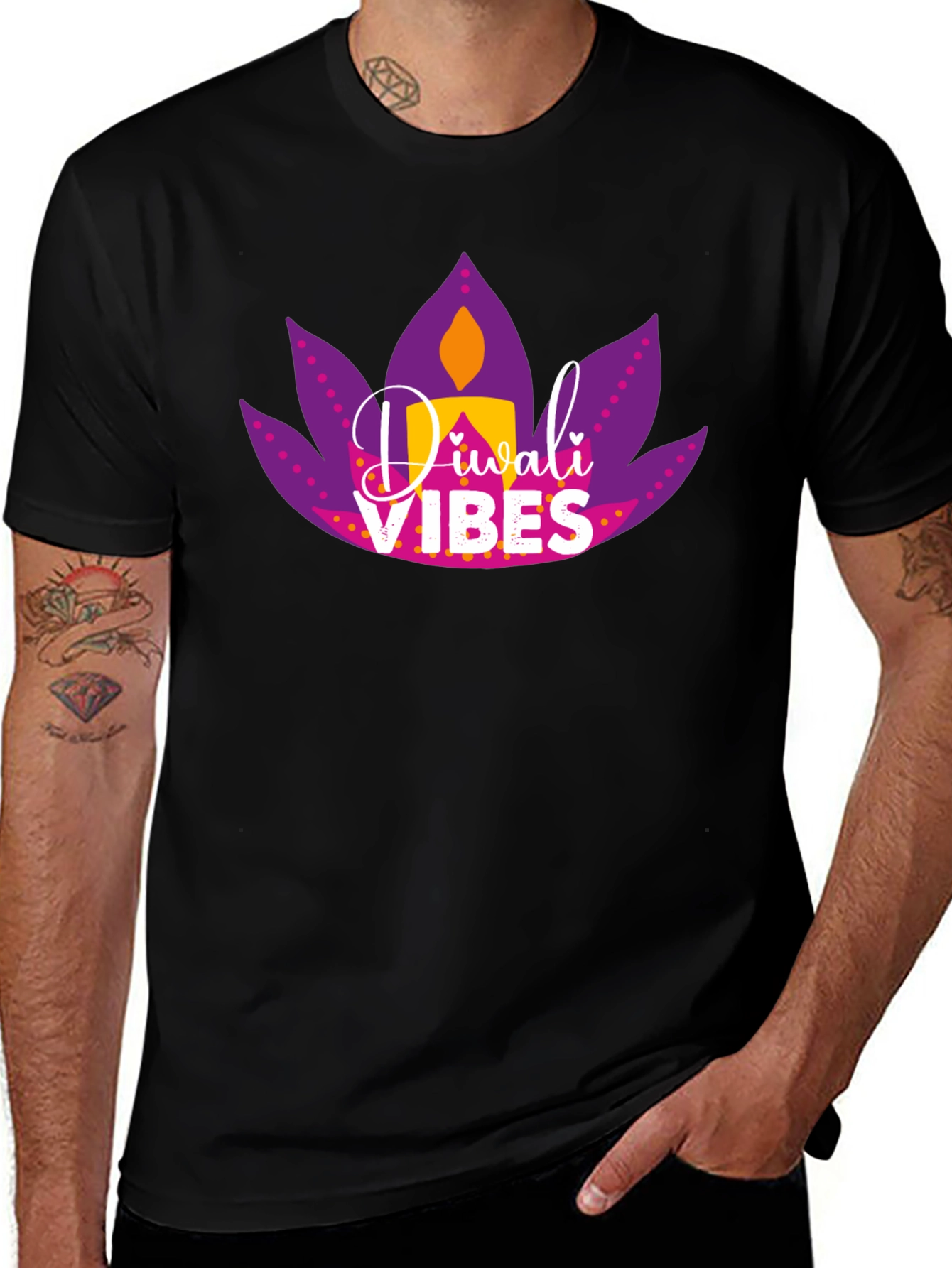 Diwali Vibes Graphic Tee - Black T-Shirt