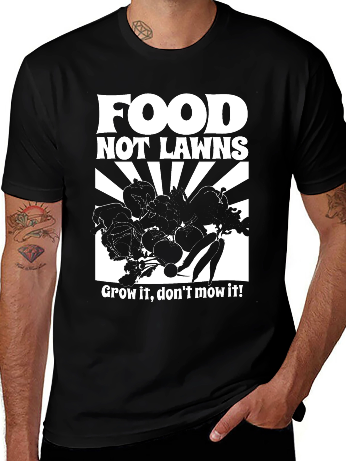 Food Not Lawns T-Shirt - Grow It, Don't Mow It!