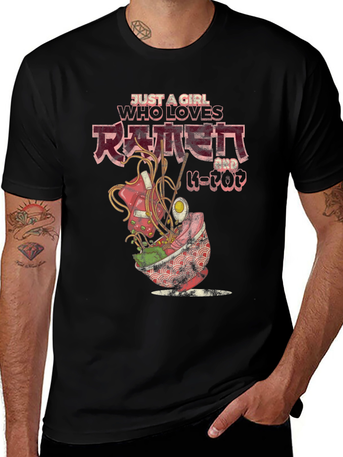 Variant 10 of Ramen and K-Pop Girl's T-Shirt - Unique Design