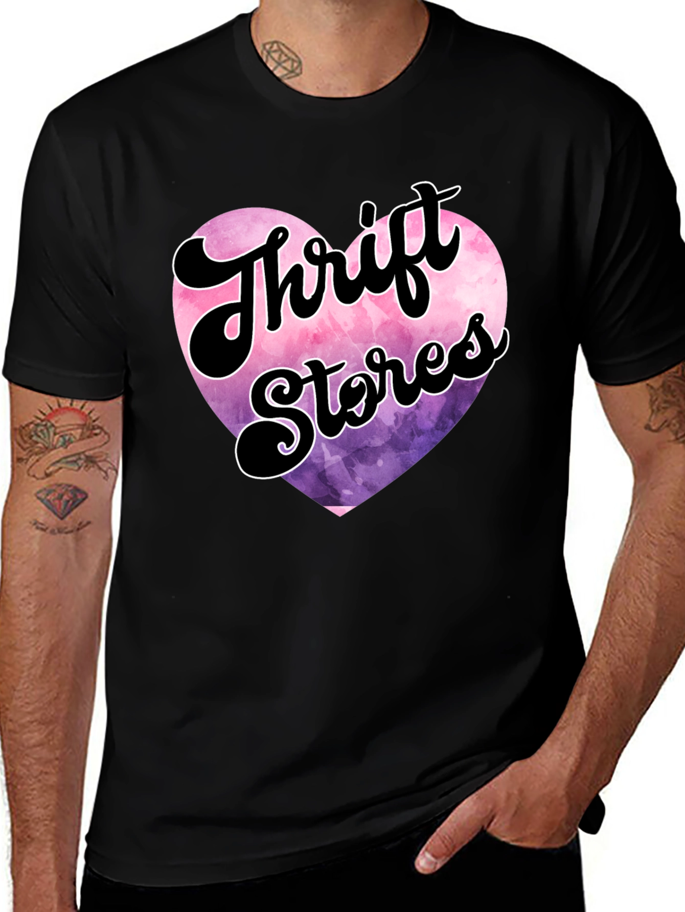 Thrift Stores Heart Graphic Tee - Black