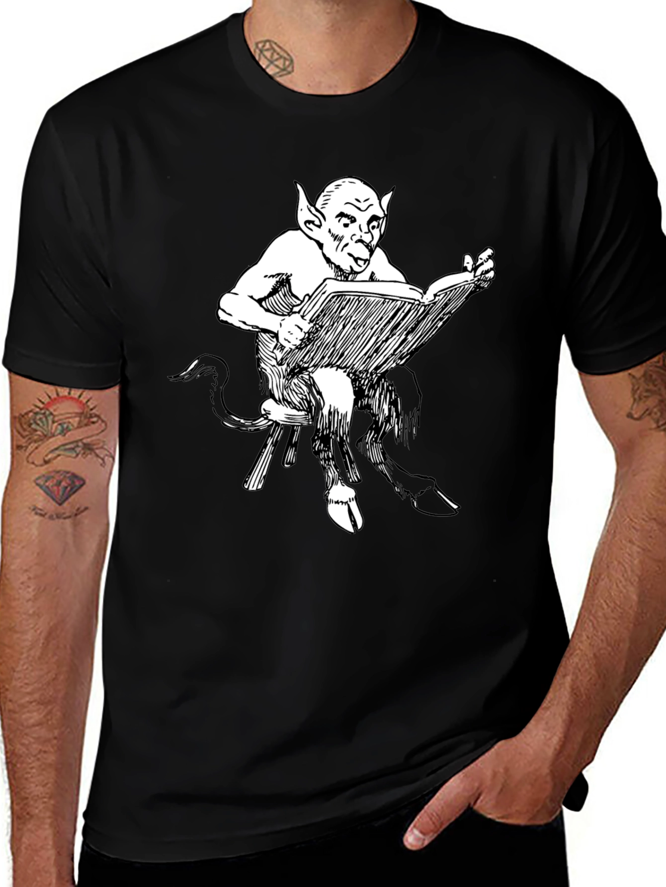 Variant 26 of Satyr Reading Book Black T-Shirt