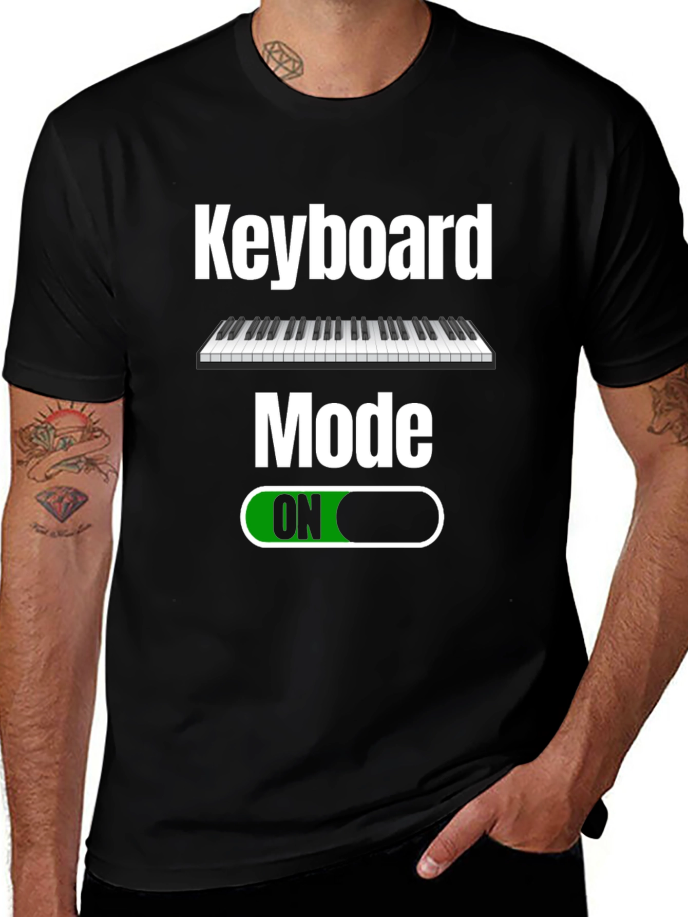 Variant 24 of Keyboard Mode ON Black T-Shirt - Musician Apparel