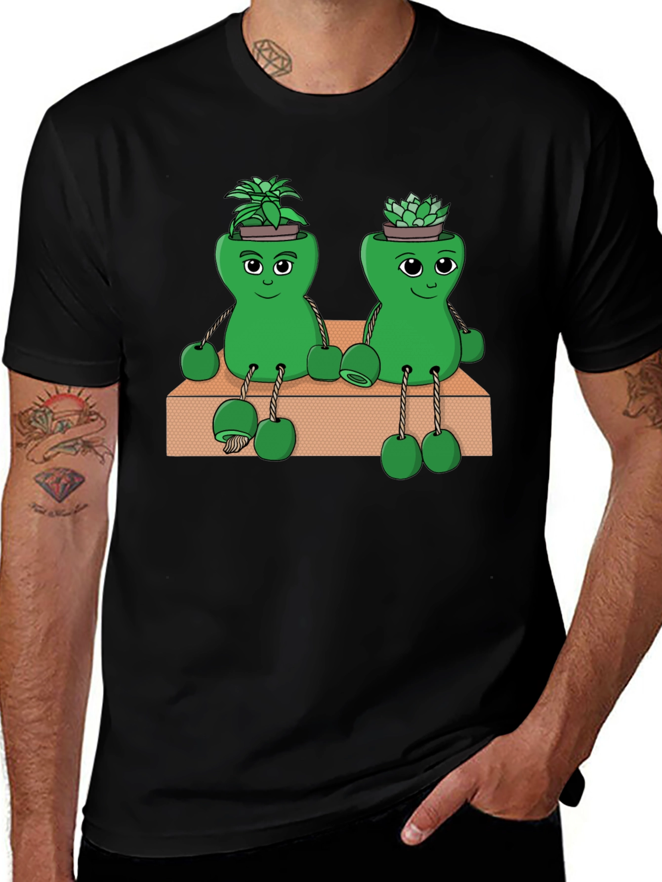 Variant 22 of Funny Plant Pot Graphic Tee - Unisex Black T-Shirt