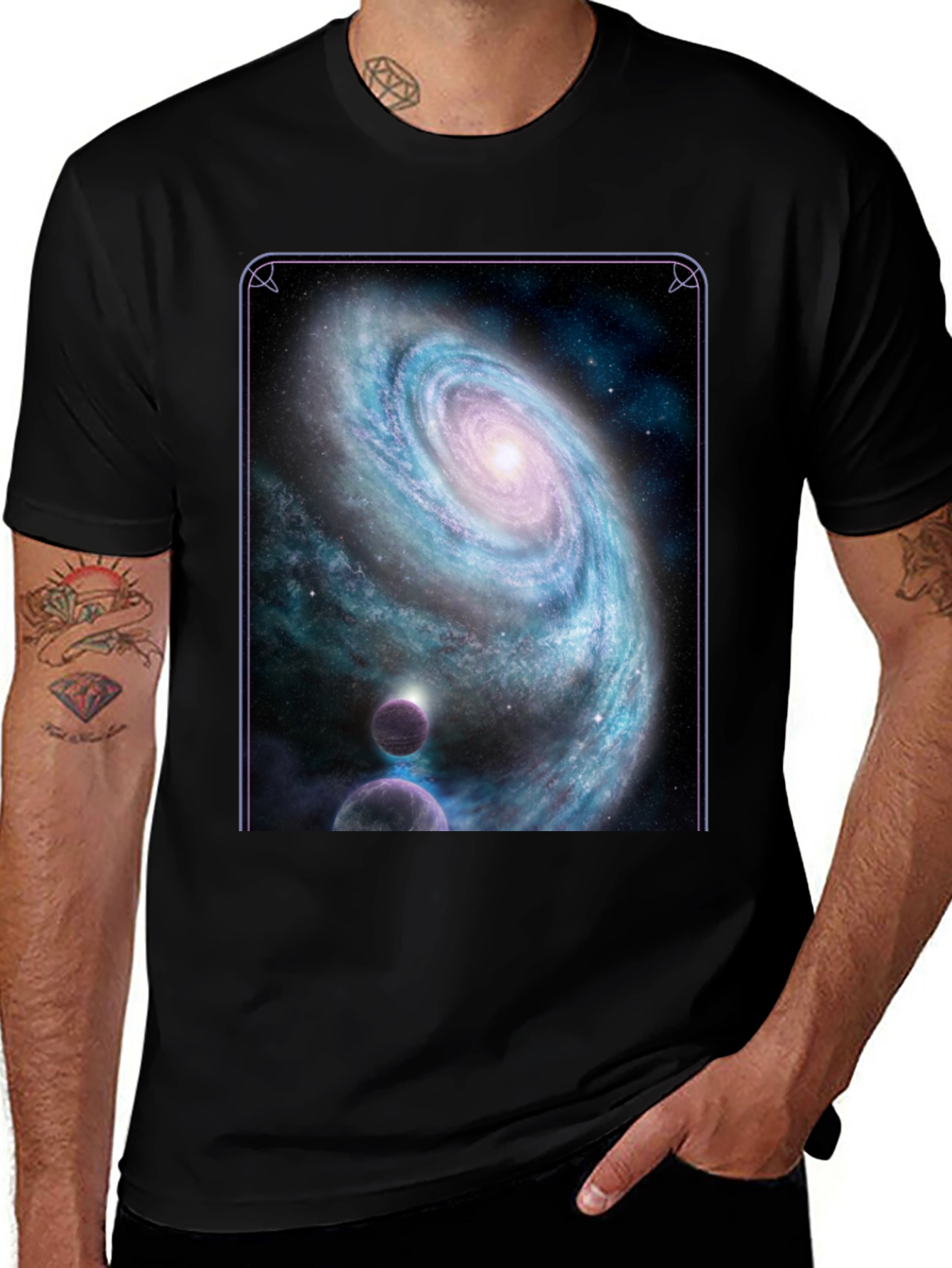 Variant 26 of Galaxy Graphic Print Crew Neck T-Shirt