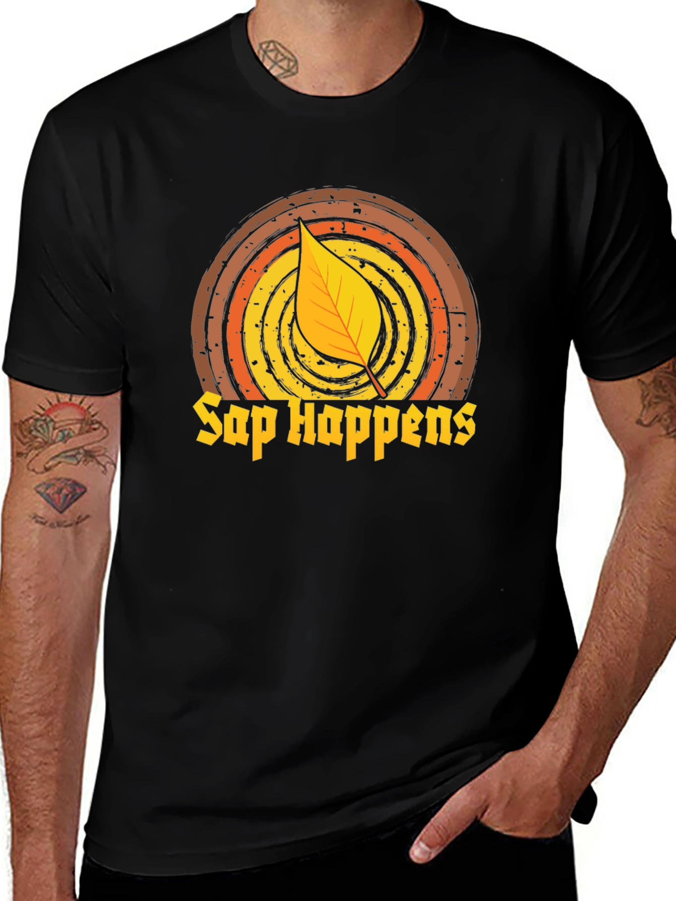 Variant 6 of Sap Happens Leaf T-Shirt - Funny Fall Tee