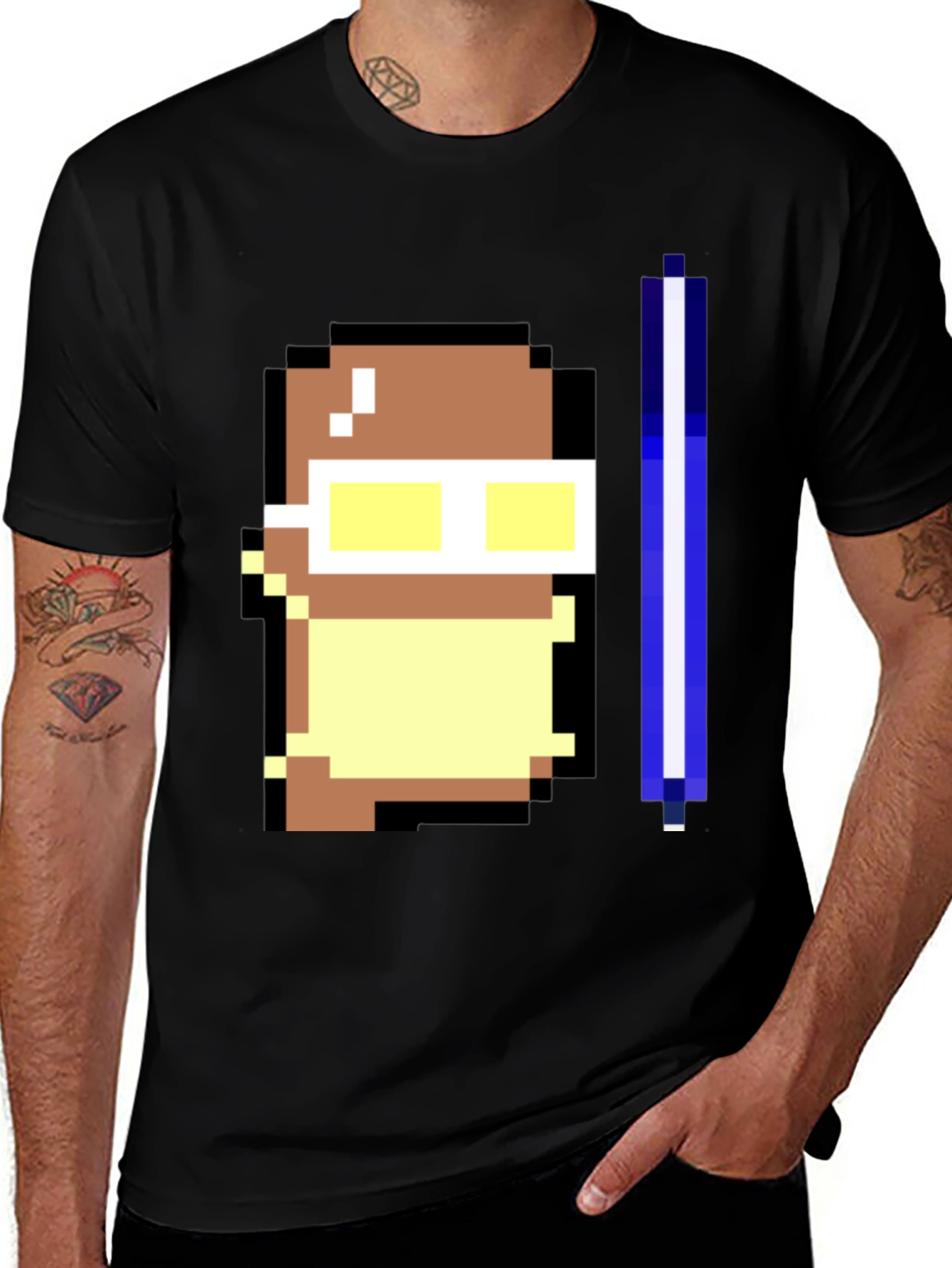 Variant 5 of Pixel Art Character Black T-Shirt