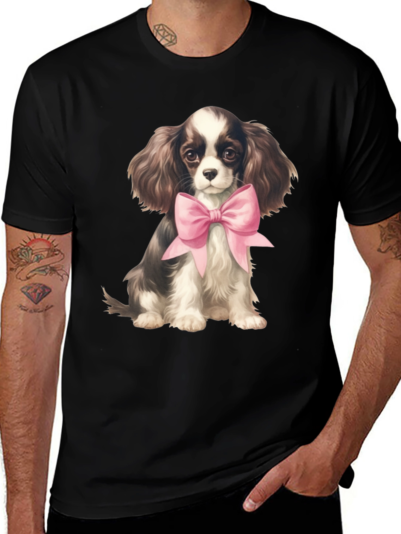 Variant 2 of Cute Puppy Dog T-Shirt with Pink Bow