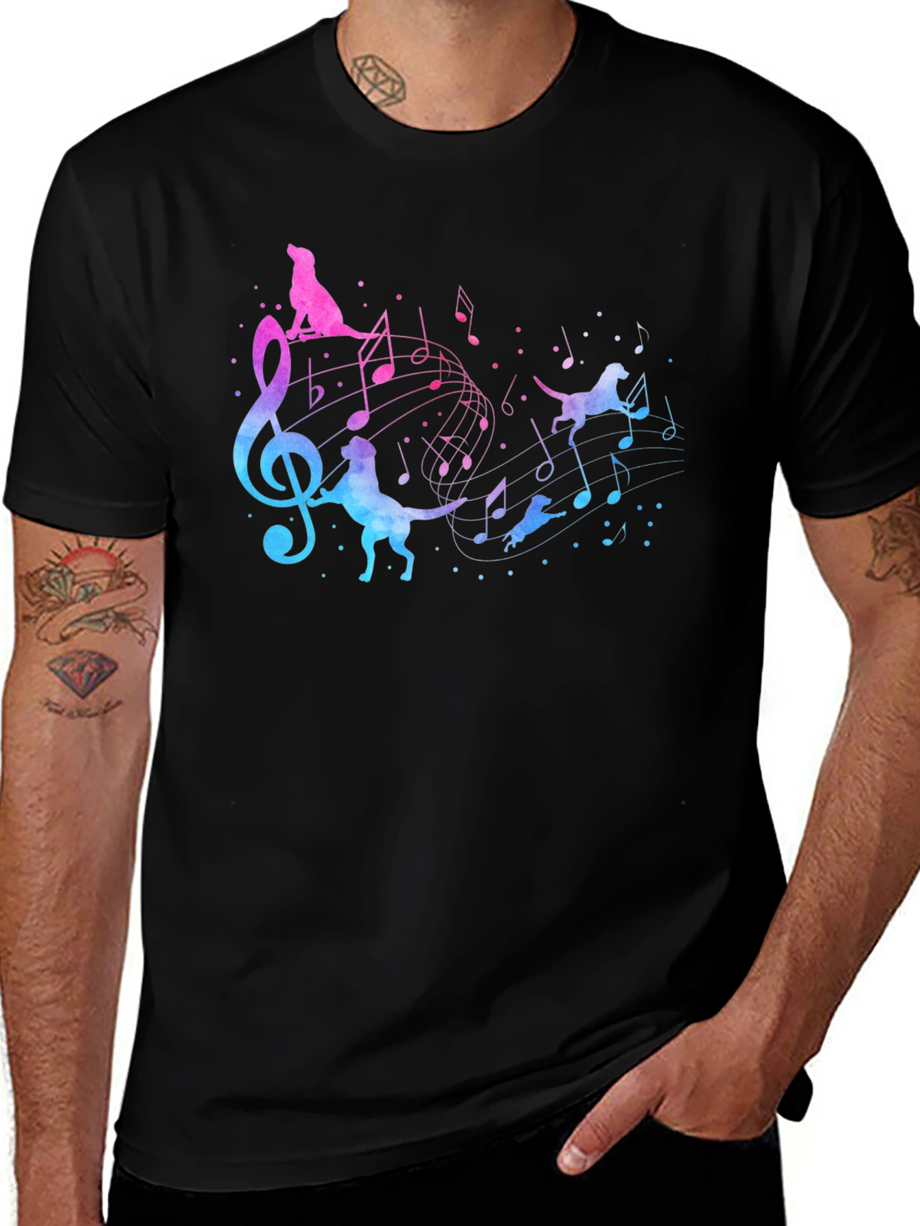 Variant 13 of Musical Dog T-Shirt - Men's Black Tee
