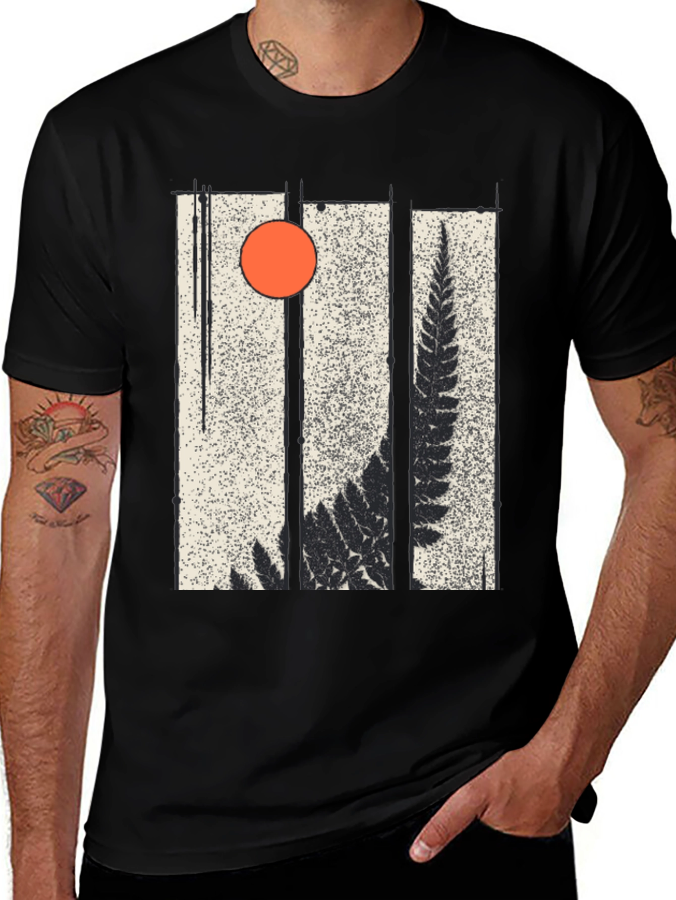 Variant 18 of Fern & Sun Graphic Black T-Shirt