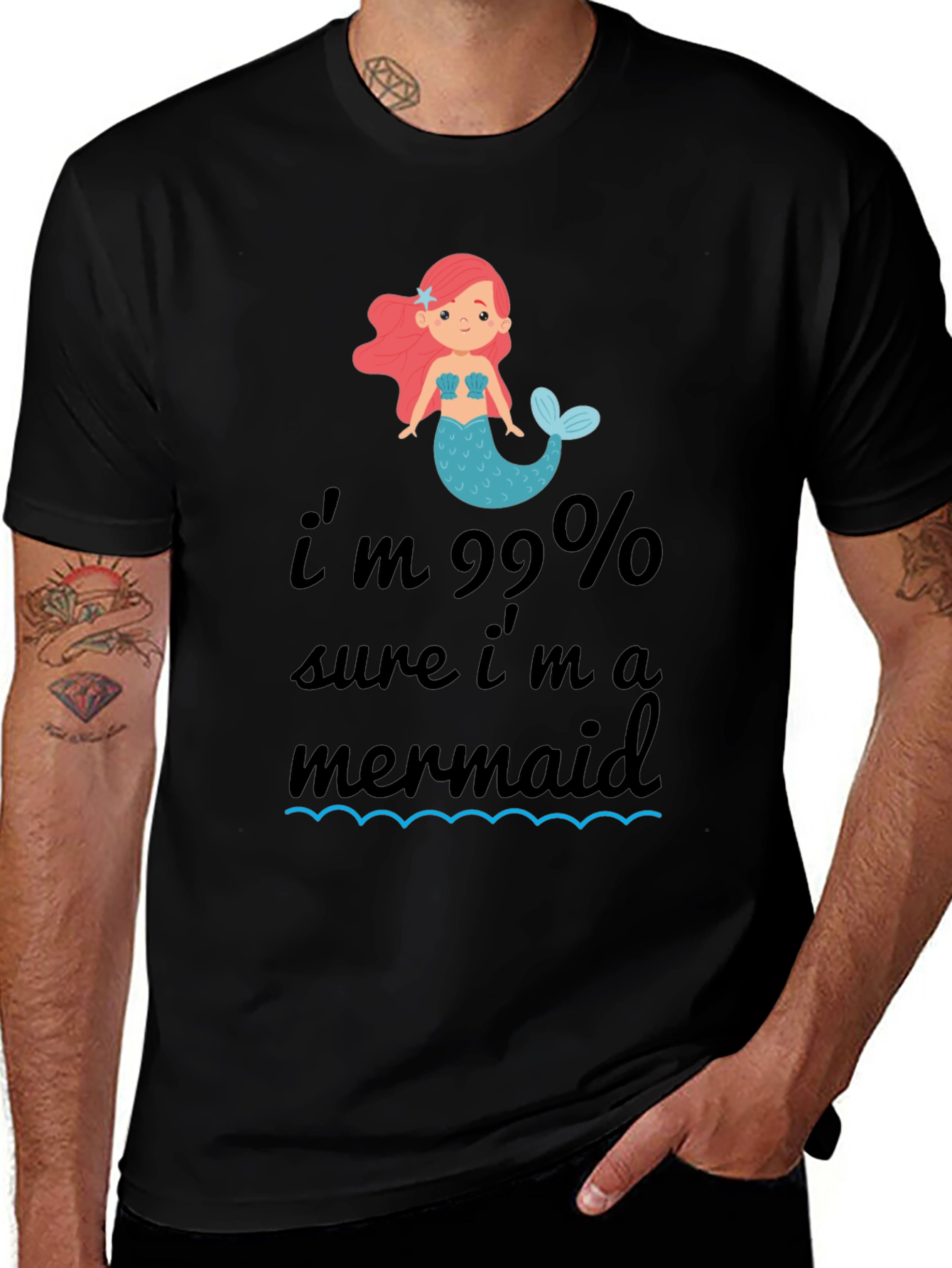 99% Mermaid T-Shirt - Black Cotton Tee