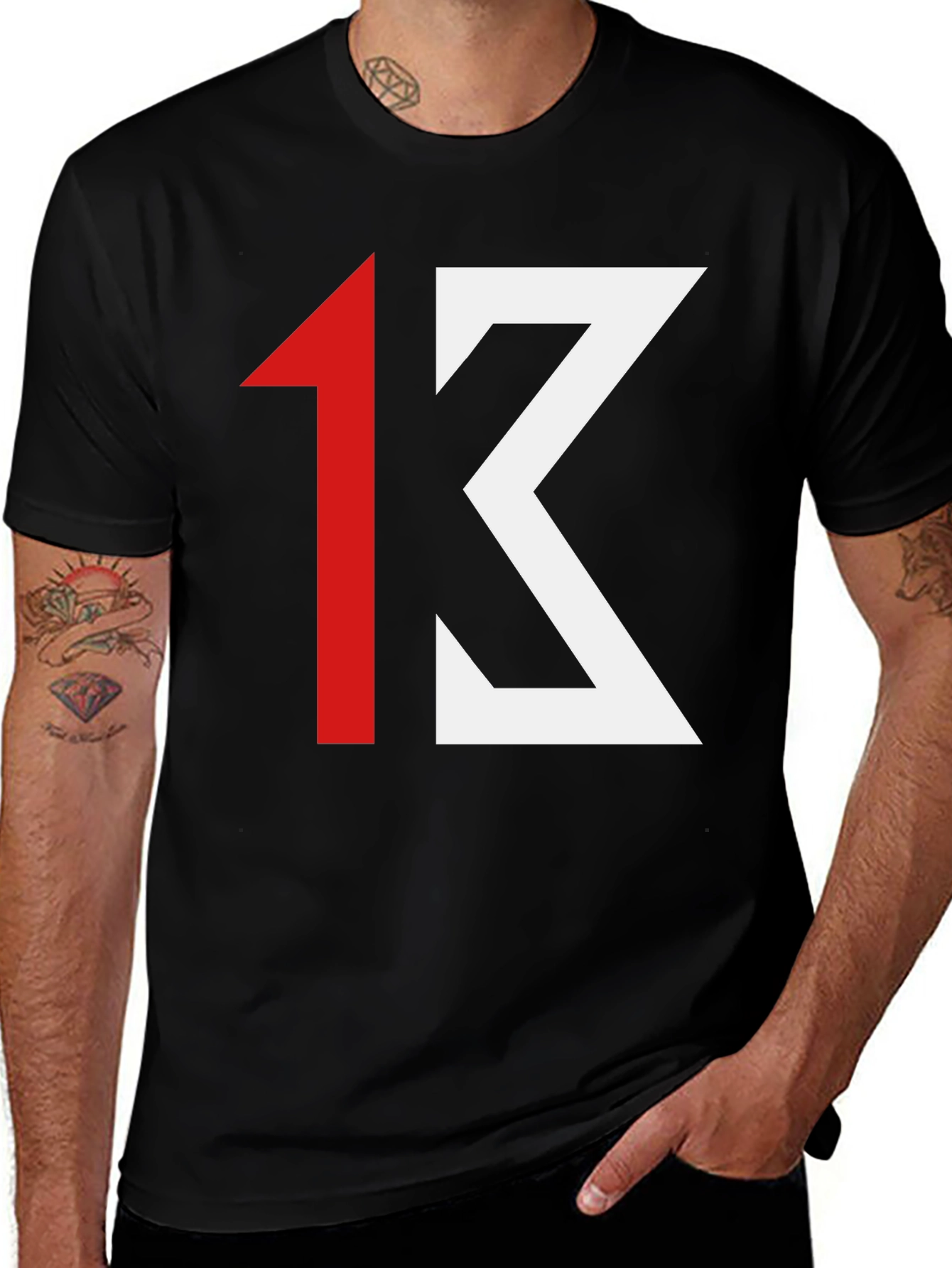 Variant 16 of Lucky 13 Graphic Tee - Black Cotton Casual