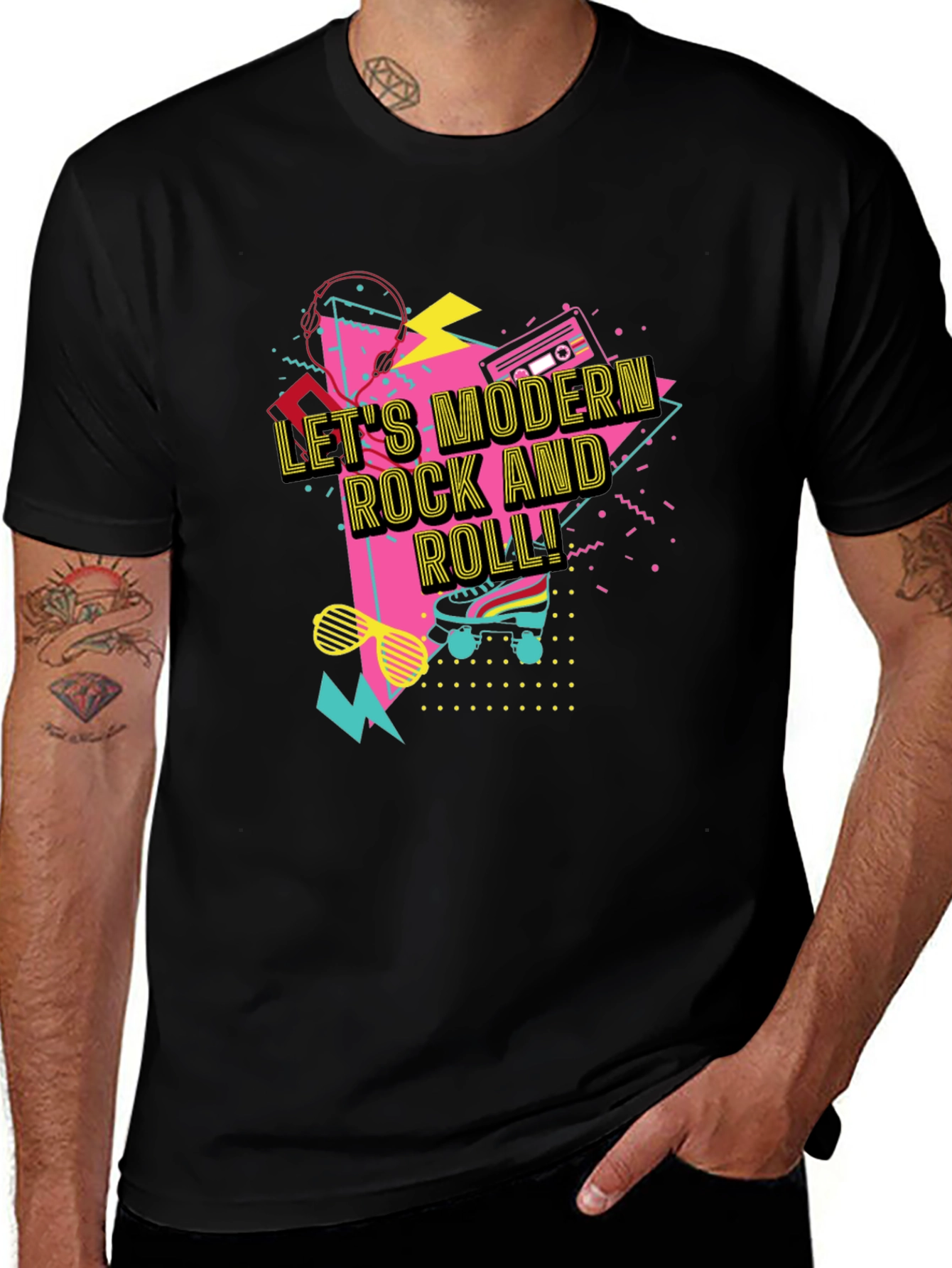 Variant 21 of Retro Let's Modern Rock and Roll Black T-Shirt