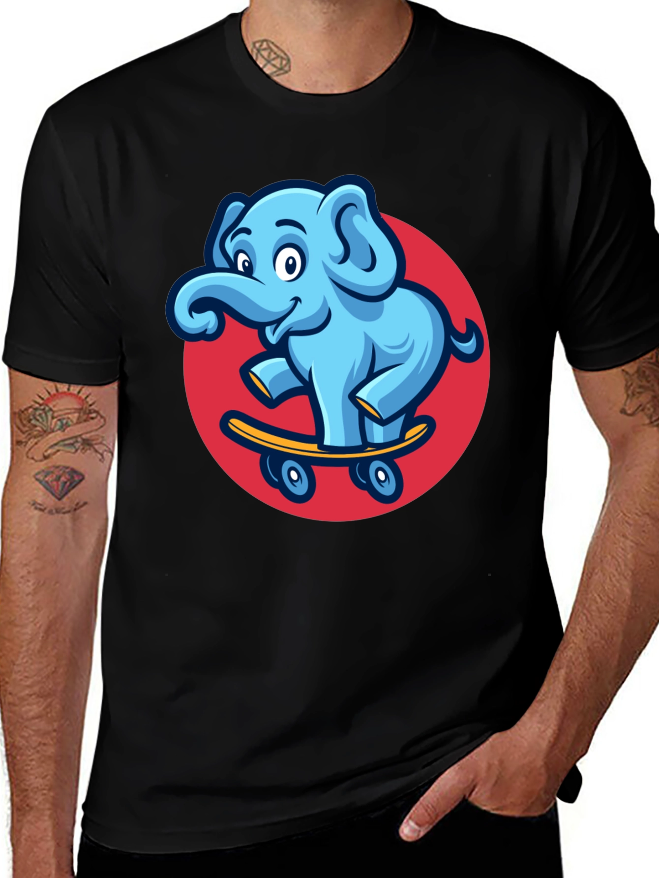 Variant 17 of Cool Elephant Skateboard Graphic Tee