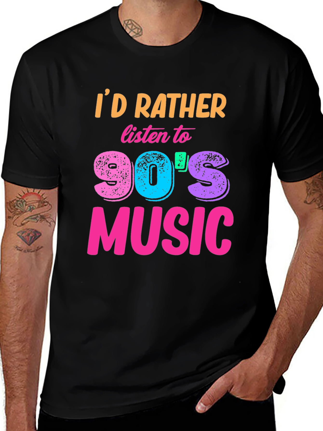Black 90s Music T-Shirt - Retro Style main image