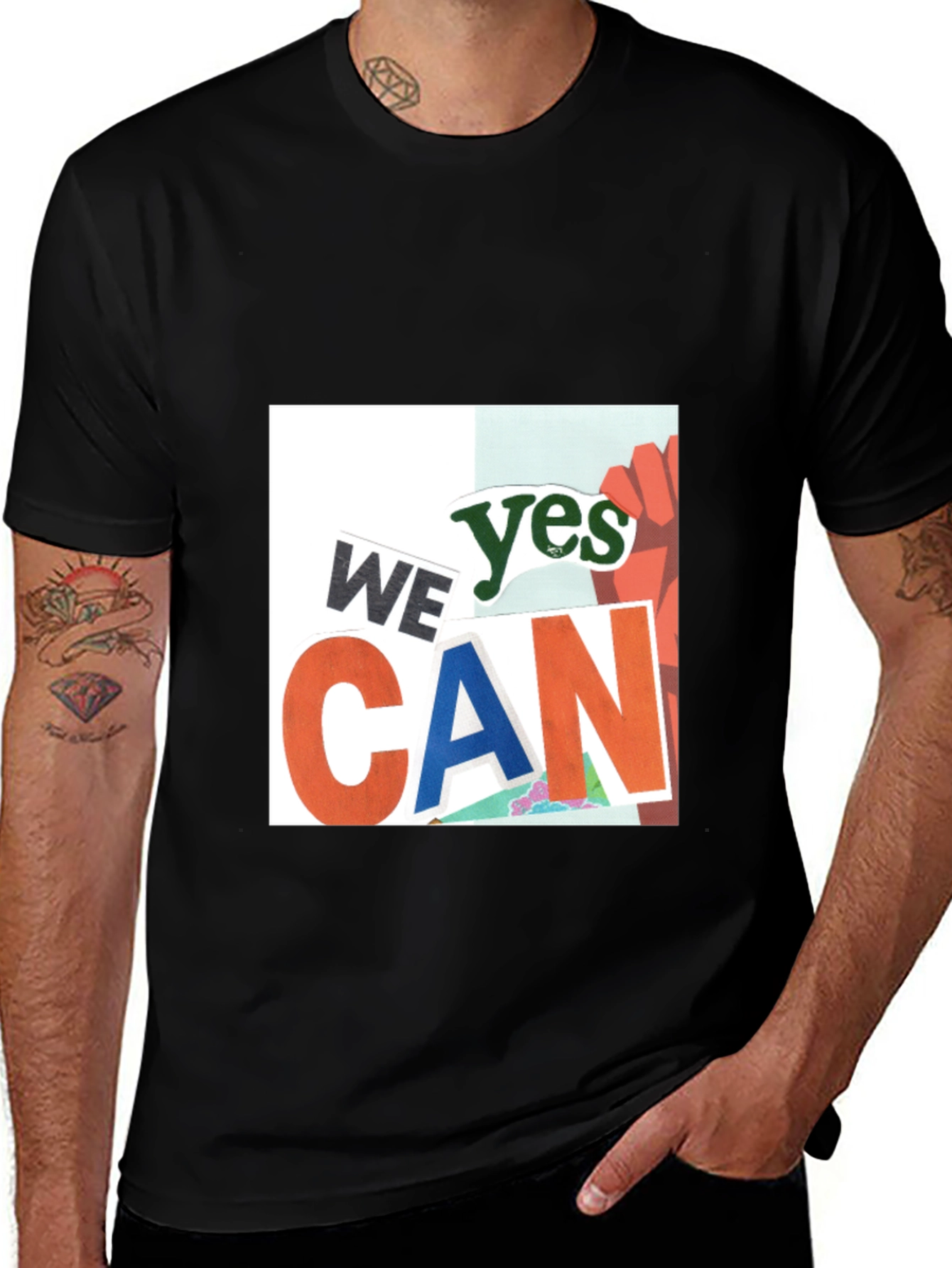Variant 7 of We Yes Can Graphic Print Black T-Shirt