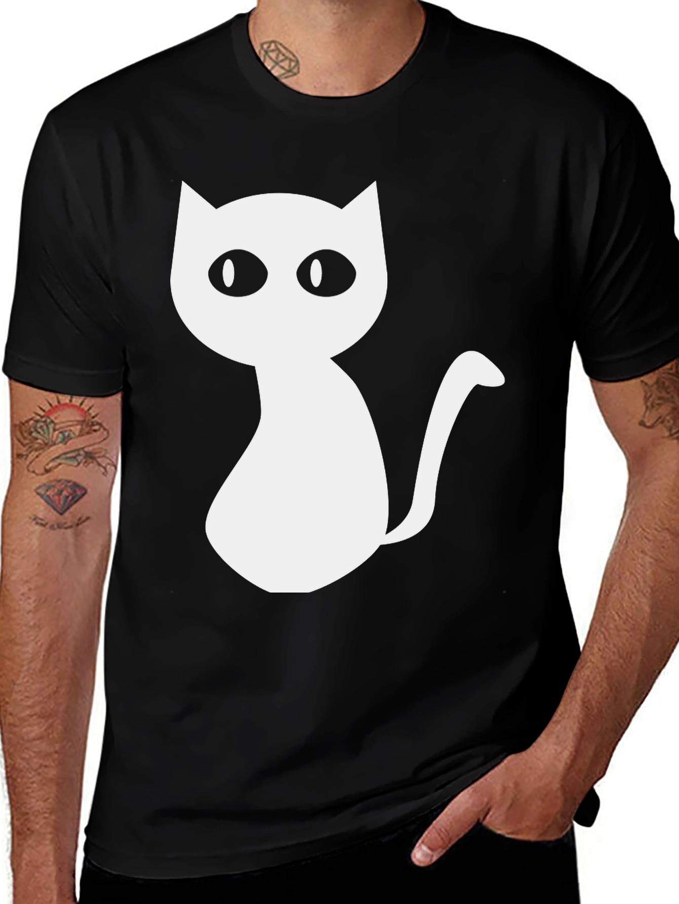 Variant 26 of Cute Cat Graphic Tee - Unisex Black T-Shirt