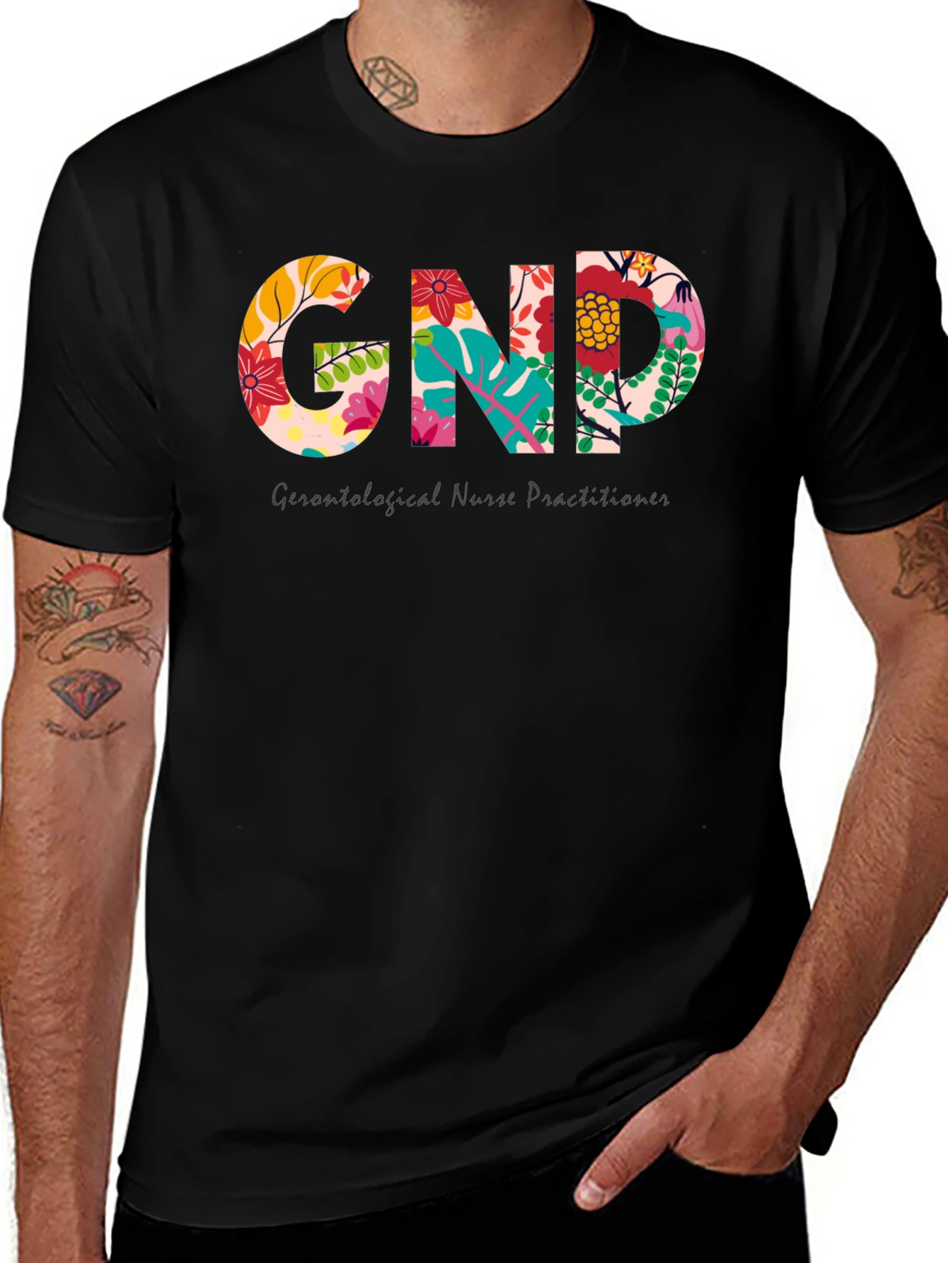Variant 26 of Floral GNP Nurse Practitioner T-Shirt
