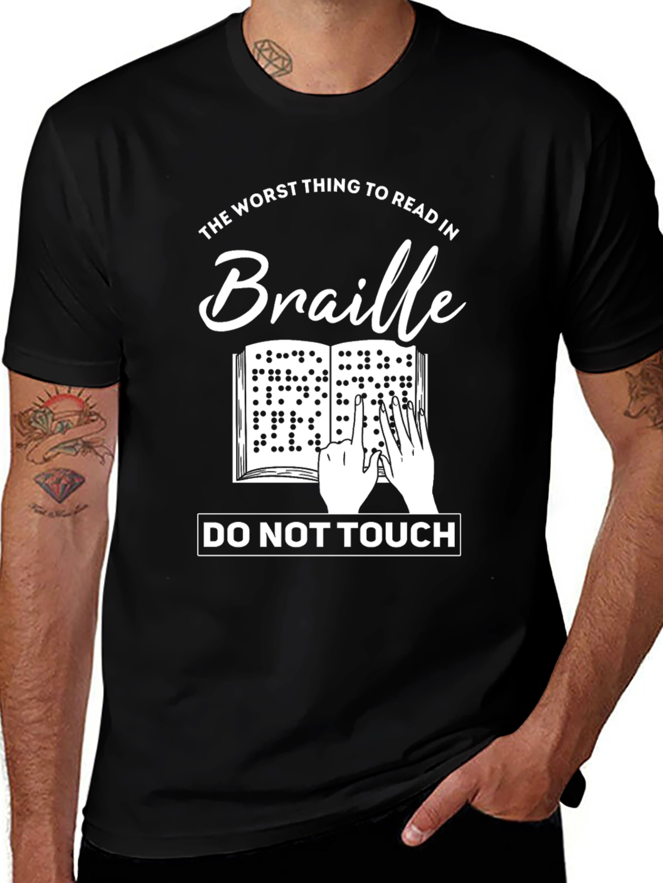 Variant 7 of Humorous Braille T-Shirt - "Do Not Touch"