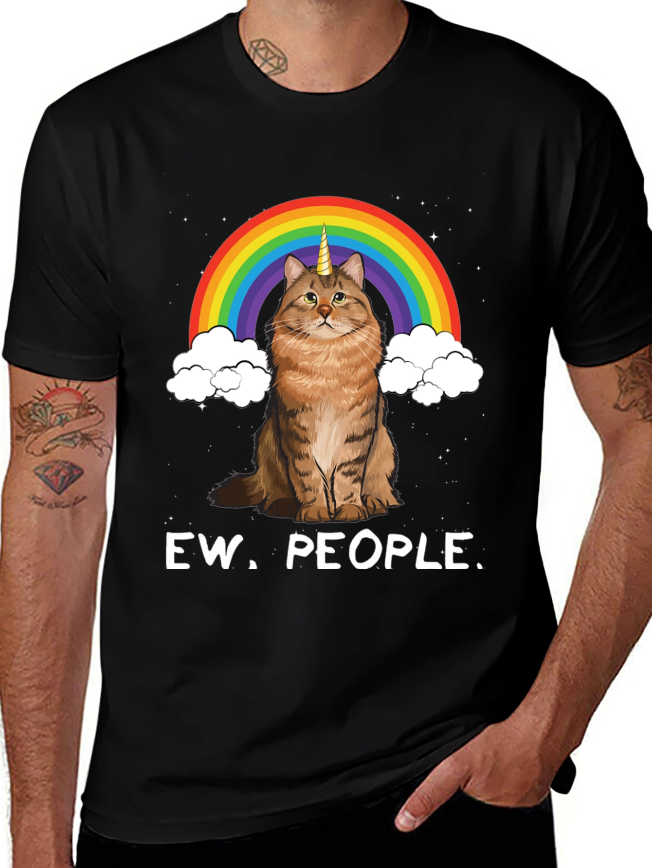 Variant 20 of Ew People Cat Unicorn T-Shirt Rainbow Funny Graphic Tee